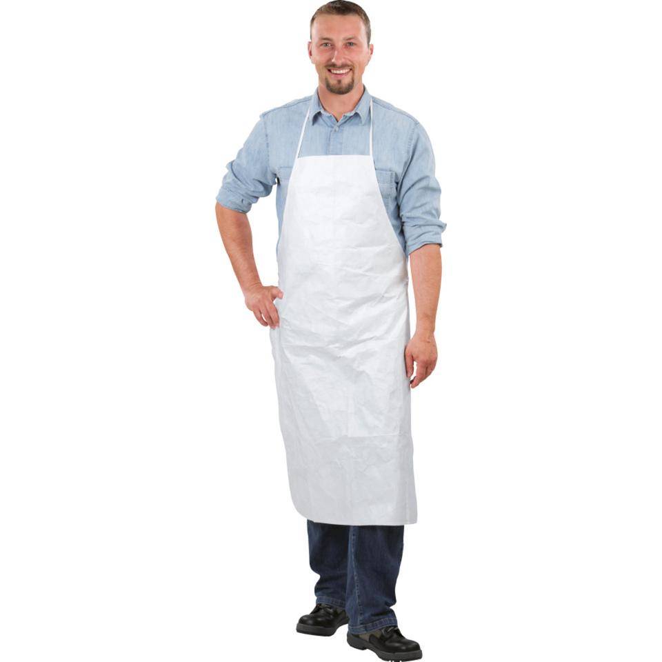 Tyvek® Schürze, Kat.I, antistatisch, mit Brustschutz, weiß, Tyvek®, 108cm, 50/VE