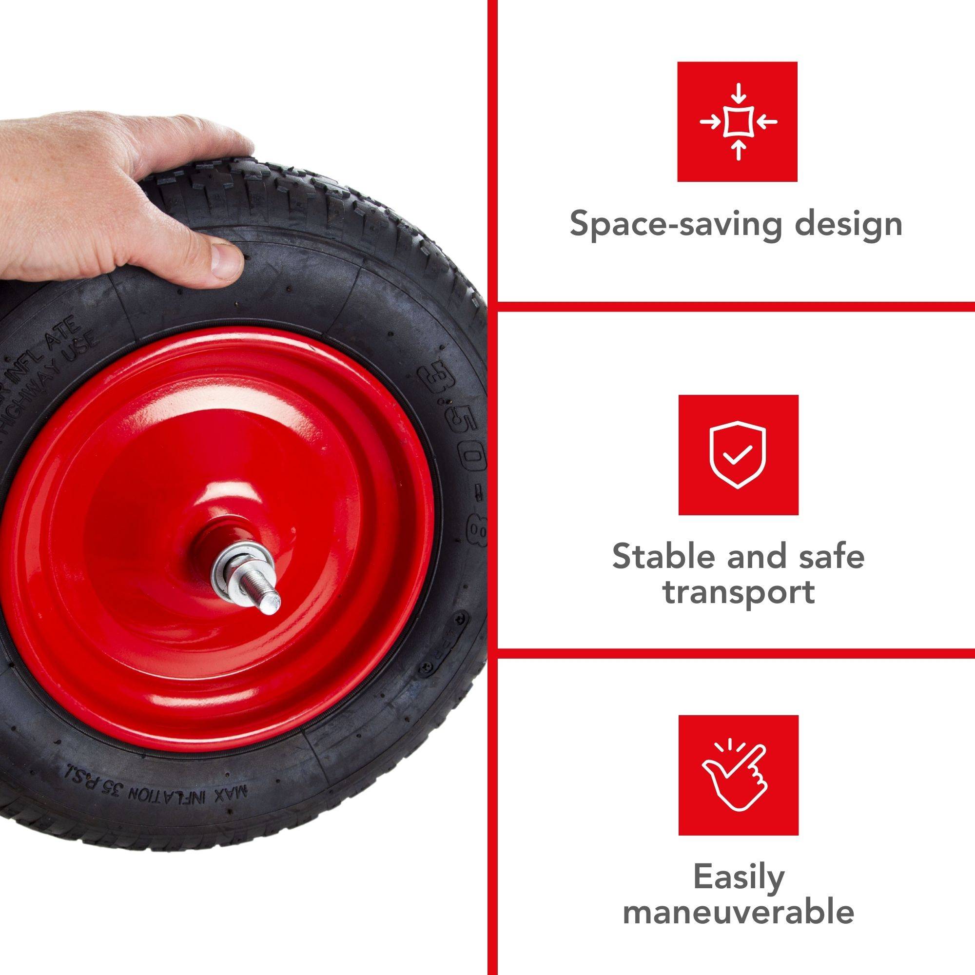 Toolland Schubkarre - 85 L - rutschfeste Griffe - Grau