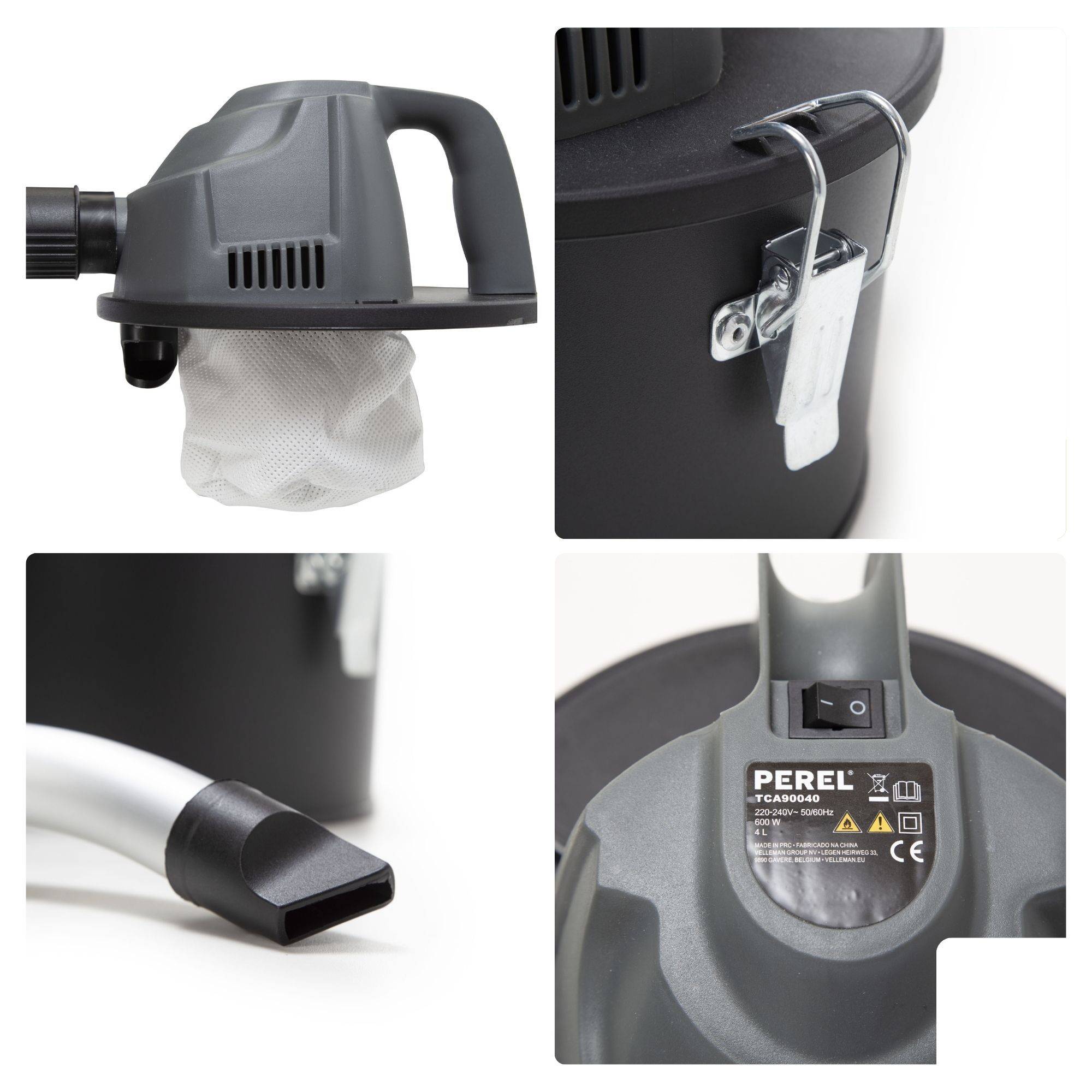 Perel Mini-Aschesauger - 600W- 4L - mit flexiblem Schlauch 0,3 m