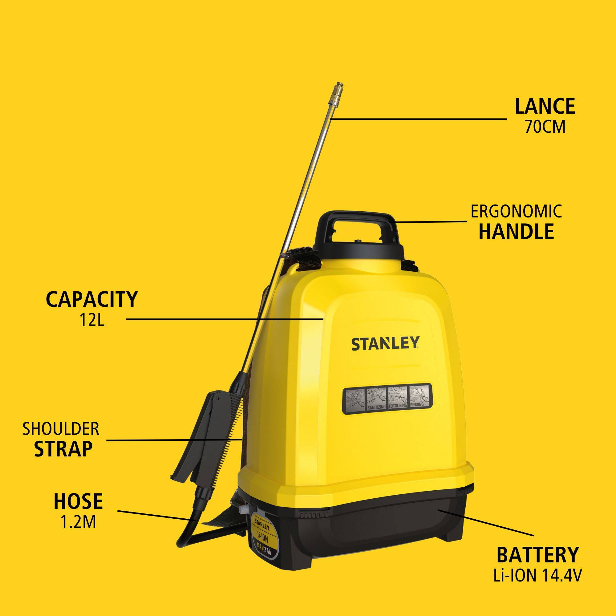 Stanley - Akku-Drucksprühgerät - 12 L - 14,4 V - 2,0 Ah - 2 Stunden Autonomie