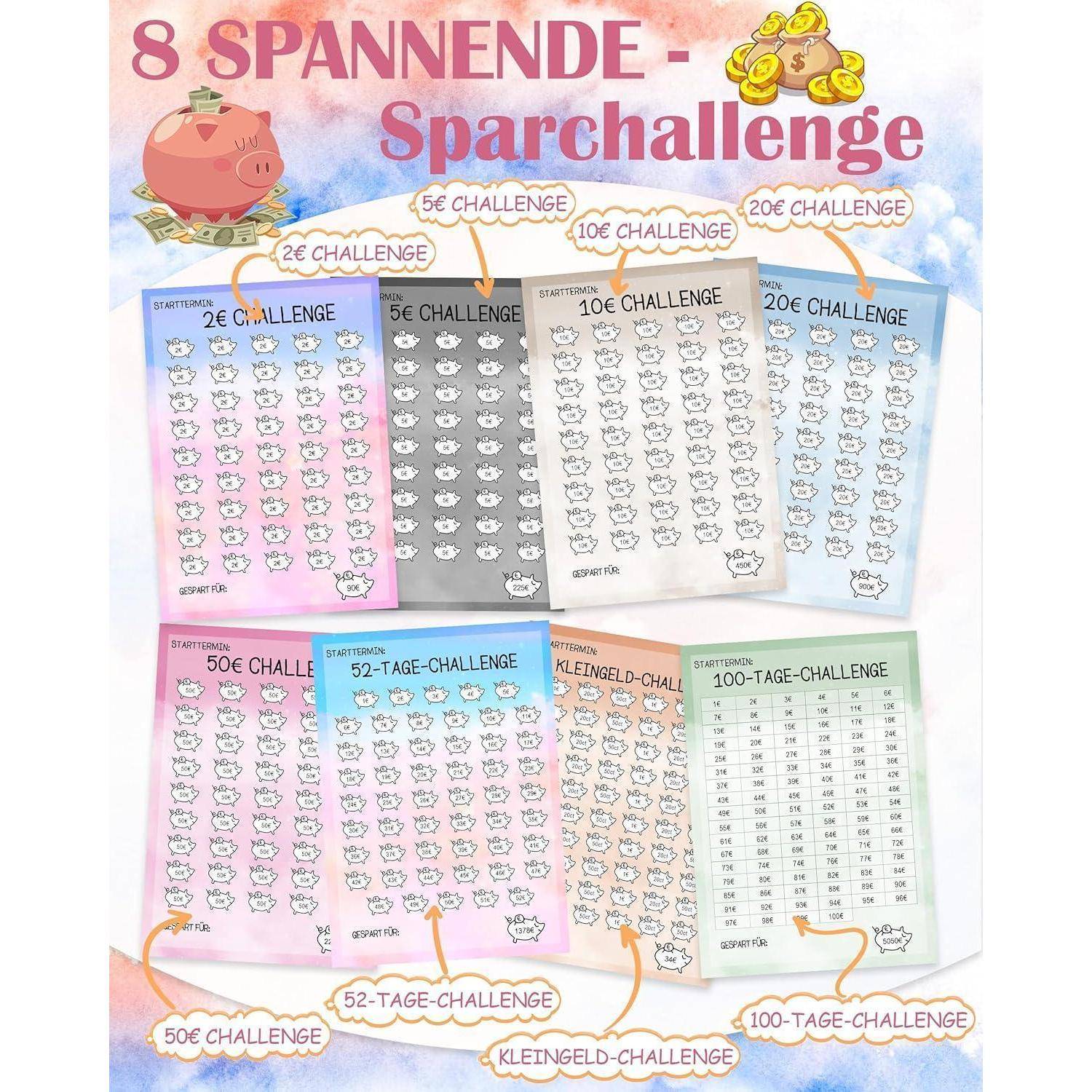 Budget Planner Deutsch A6 Sparchallenge 24pcs Zubehör