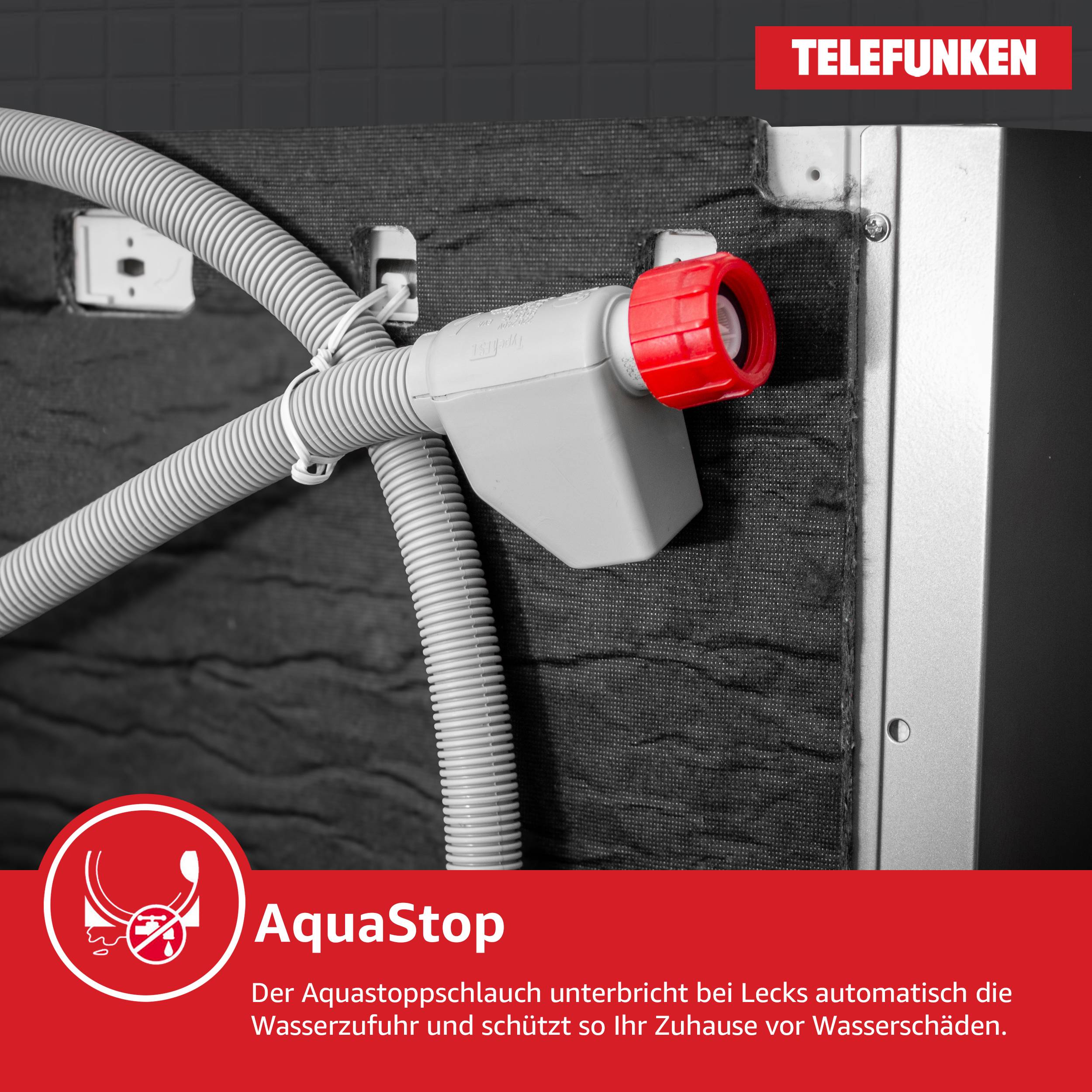 Telefunken Geschirrspüler Unterbau 60 cm, Spülmaschine Silber, 12 Maßgedecke, 6 Programme, AquaStop, 45 dB, GEU6012DI