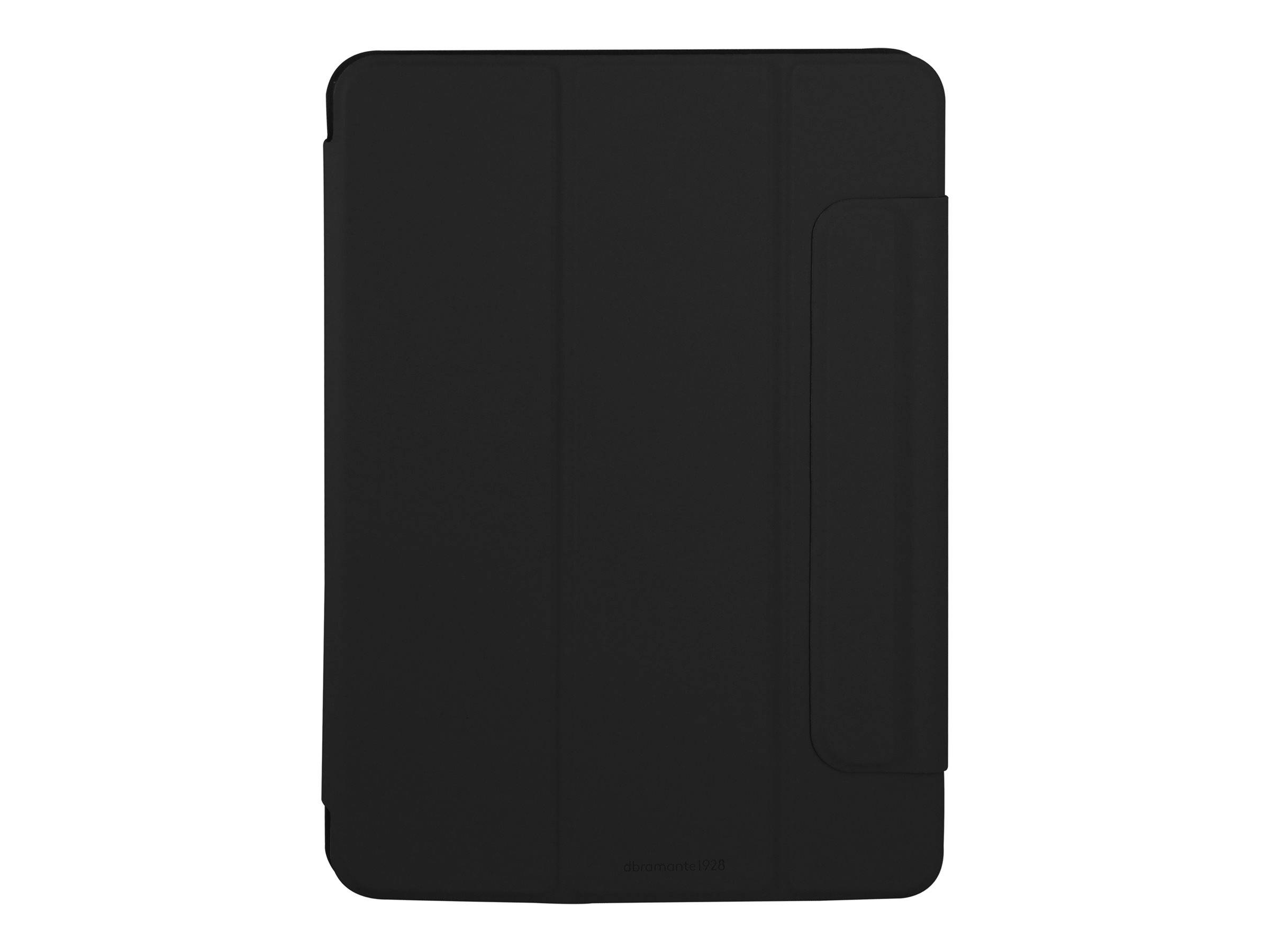 Ein schwarzes Tablet-Gehäuse mit einer eleganten, glatten Oberfläche und einer Klappabdeckung.