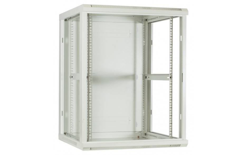 DSIT Danicom - 4 HE Serverschrank, Wandgehäuse mit Glastür, Weiß, (BxTxH) 600 x 600 x 280mm