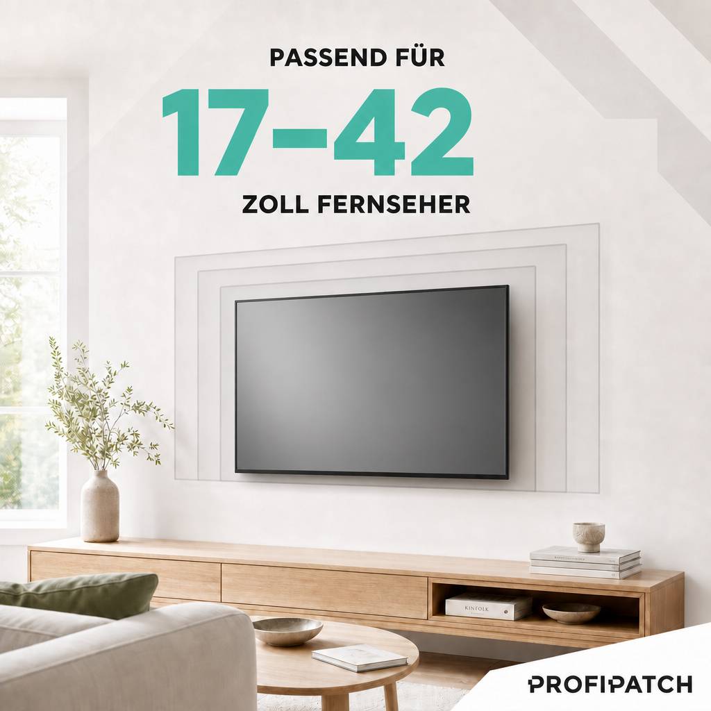 ProfiPatch TV Wandhalterung Fernseher für 17-42 Zoll, Fernseher Halterung schwenkbar &amp; neigbar Vesa 200x200mm, TV Halterung bis 30kg schwarz