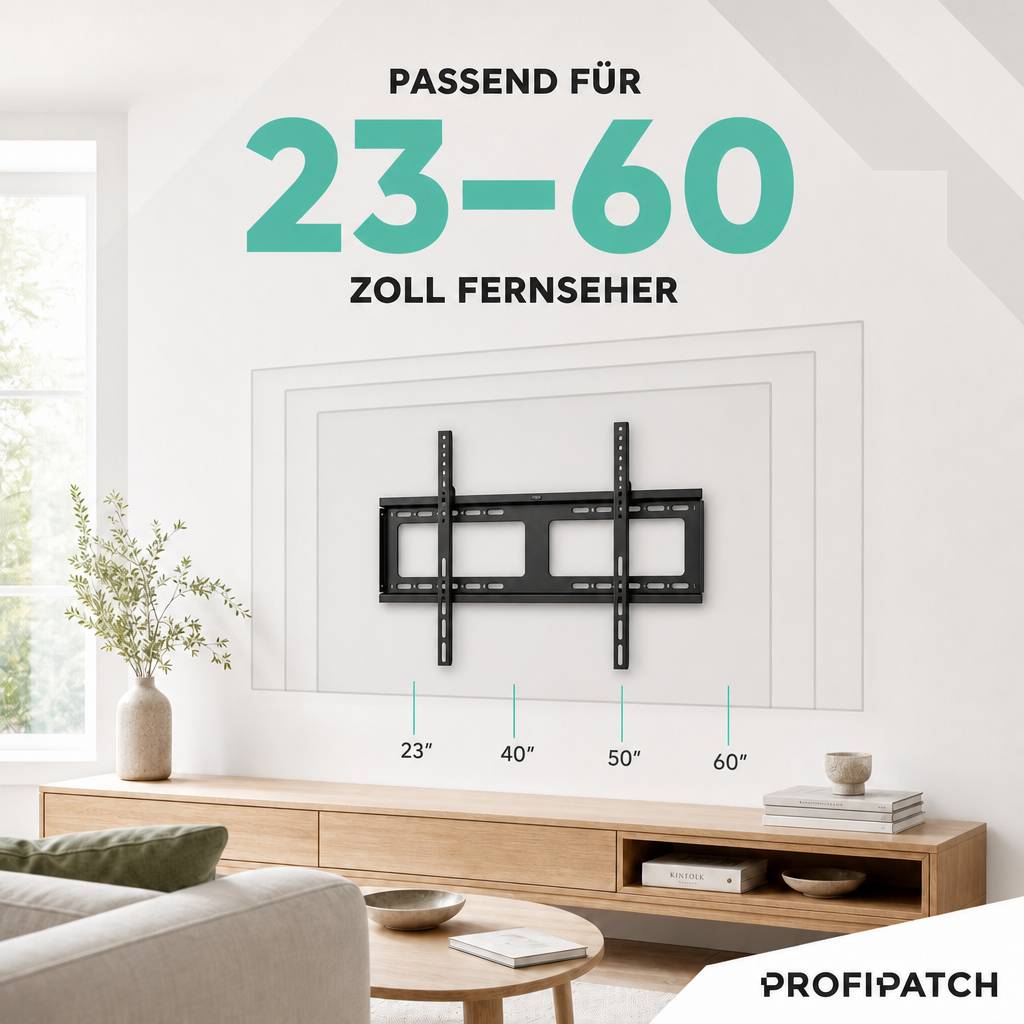 ProfiPatch TV Wandhalterung Fernseher für 23-60 Zoll Fernseher Halterung schwenkbar &amp; neigbar Vesa 400x400mm TV Halterung bis 45kg schwarz