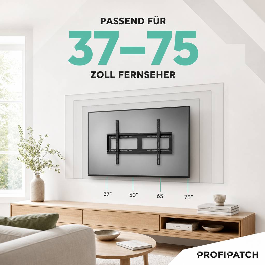 ProfiPatch TV Wandhalterung Fernseher für 37-75 Zoll, Fernseher Halterung schwenkbar &amp; neigbar Vesa 600x400mm, TV Halterung bis 45kg schwarz