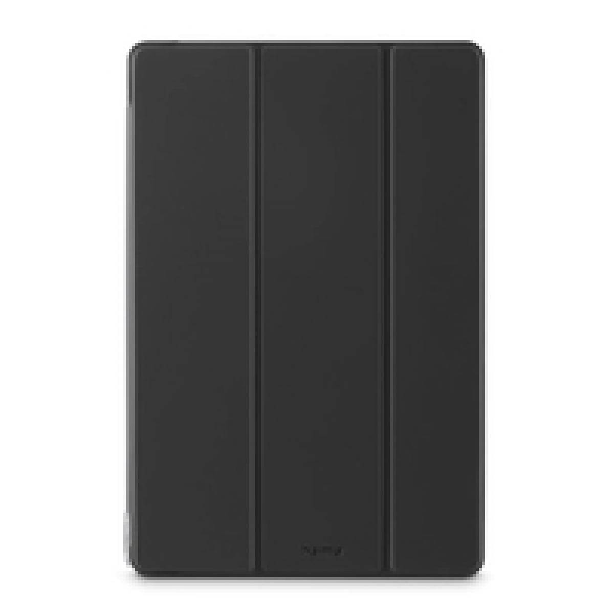 Ein schwarzes Tabletcover mit drei vertikalen Falten.