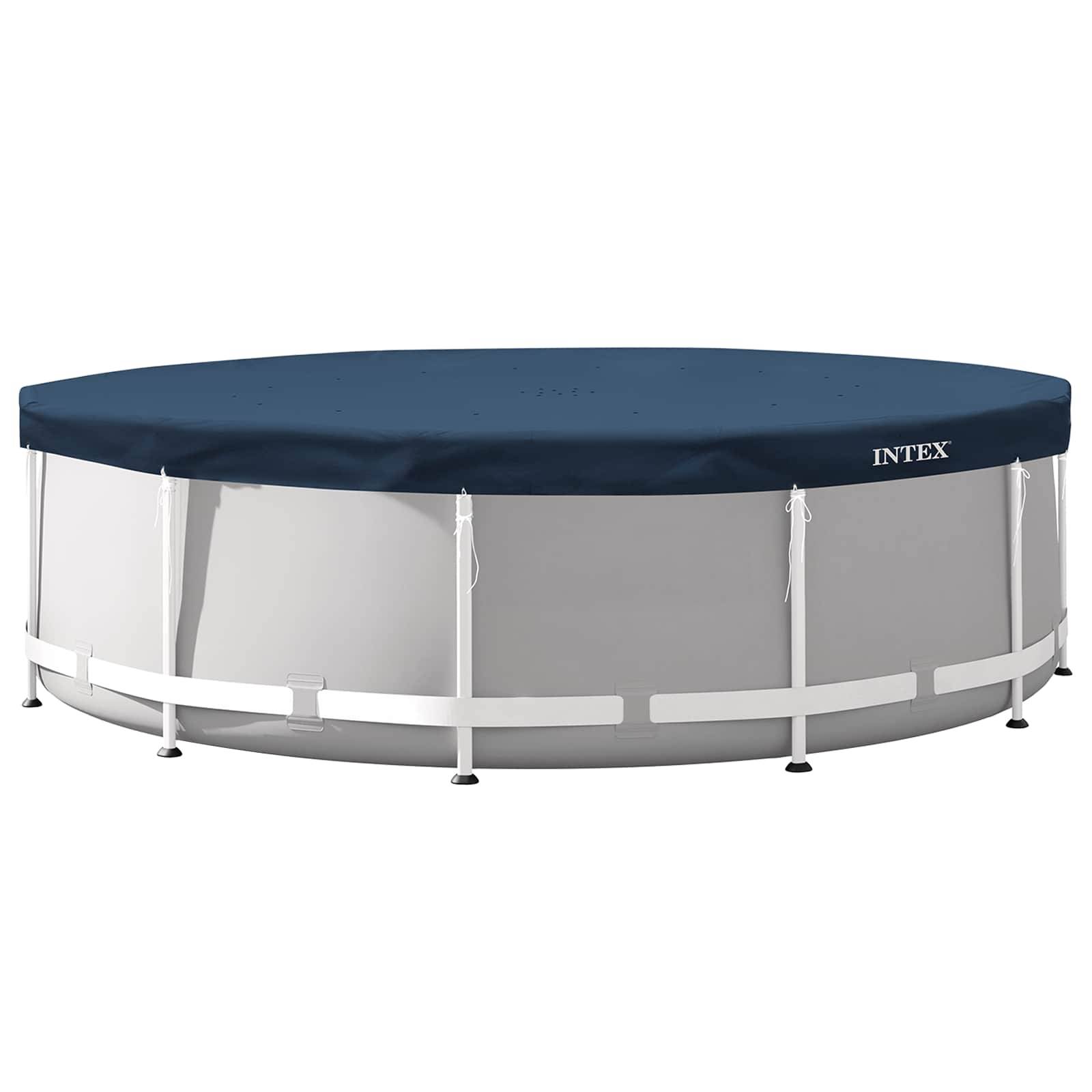 INTEX Poolabdeckung INTEX Ø366 x 20 cm Rund PVC Dunkelblau und Grau