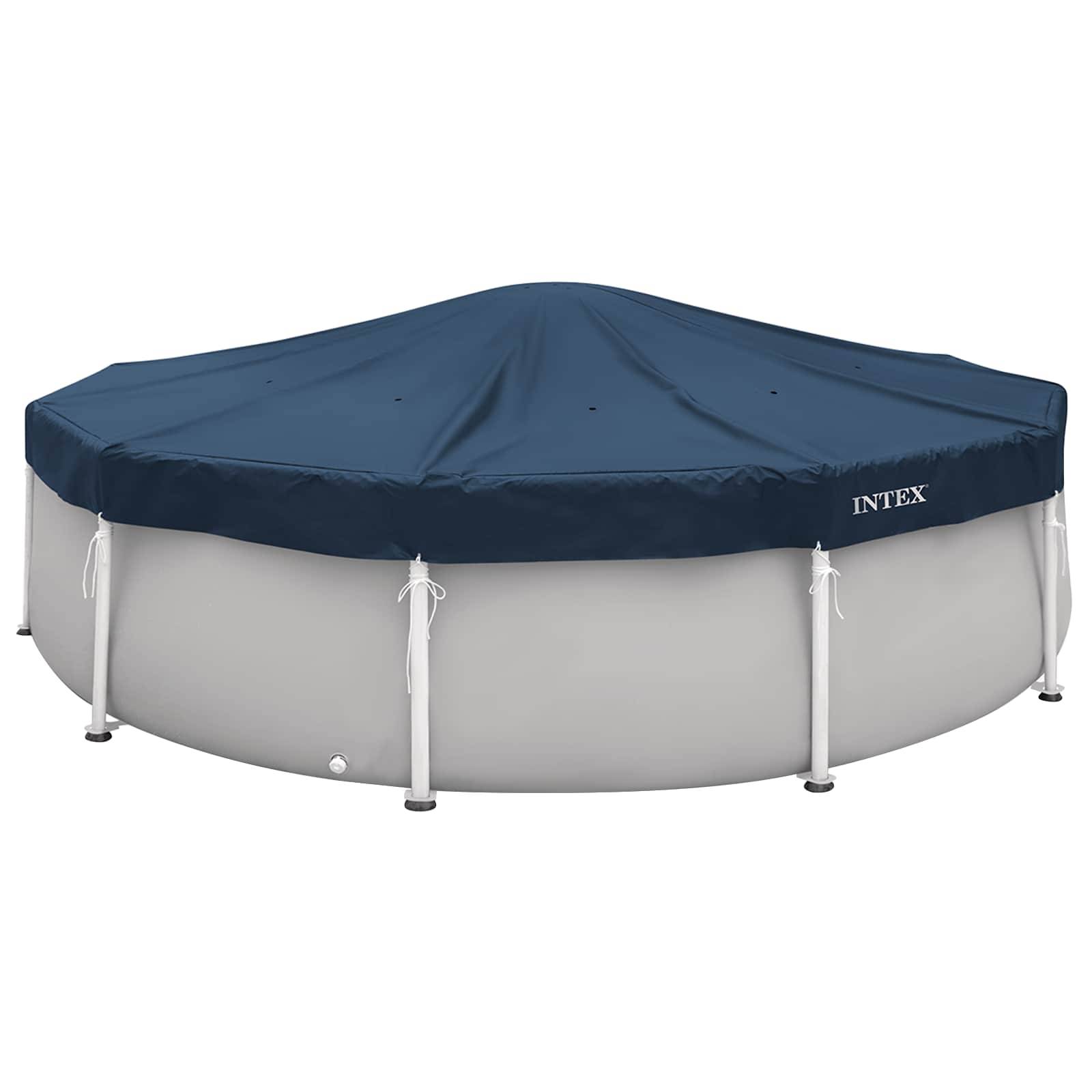 INTEX Poolabdeckung INTEX Ø366 x 20 cm Rund PVC Dunkelblau und Grau