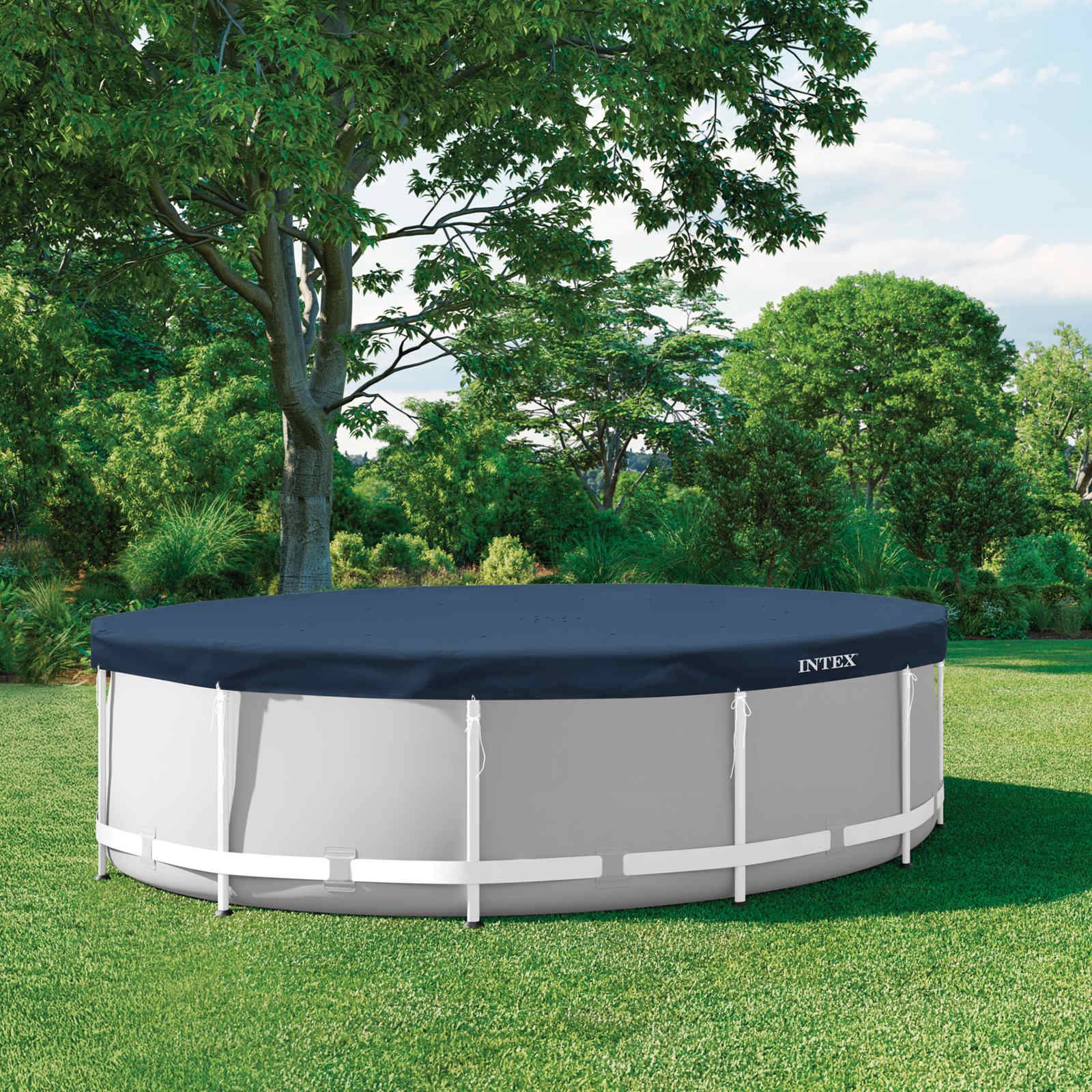 INTEX Poolabdeckung INTEX Ø366 x 20 cm Rund PVC Dunkelblau und Grau