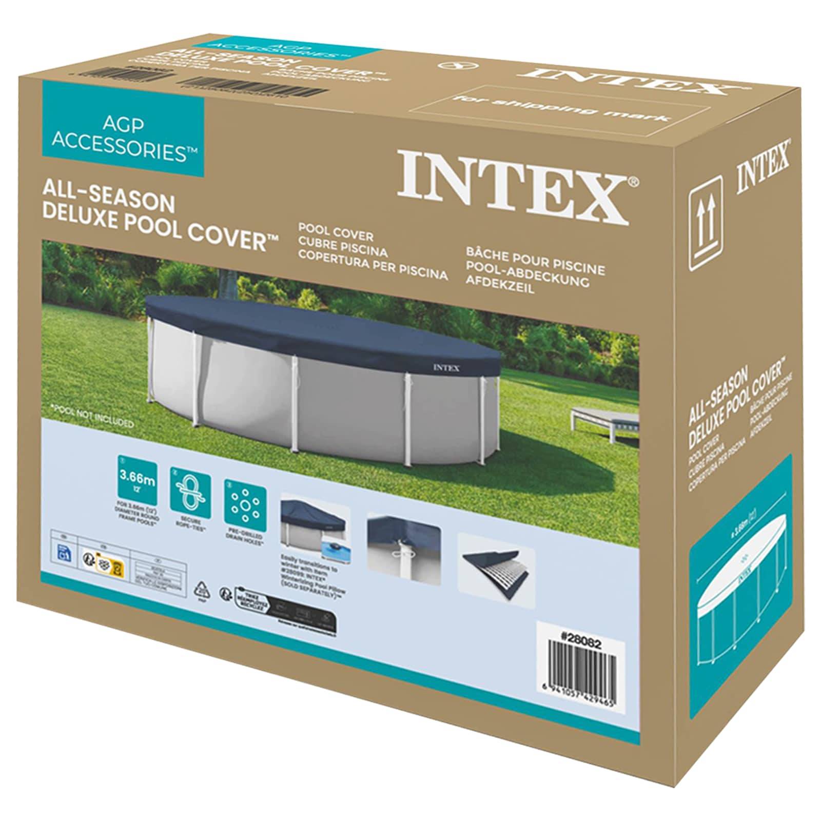 INTEX Poolabdeckung INTEX Ø366 x 20 cm Rund PVC Dunkelblau und Grau