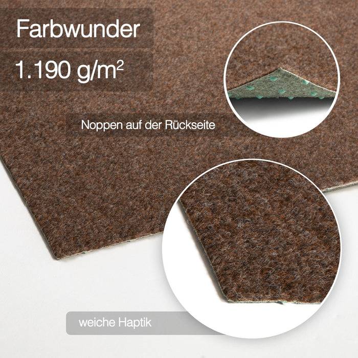 FLOORDIREKT Rasenteppich Farbwunder Pro - Pflegeleicht & robust - Witterungsbeständig - 67 × 450 cm - Braun