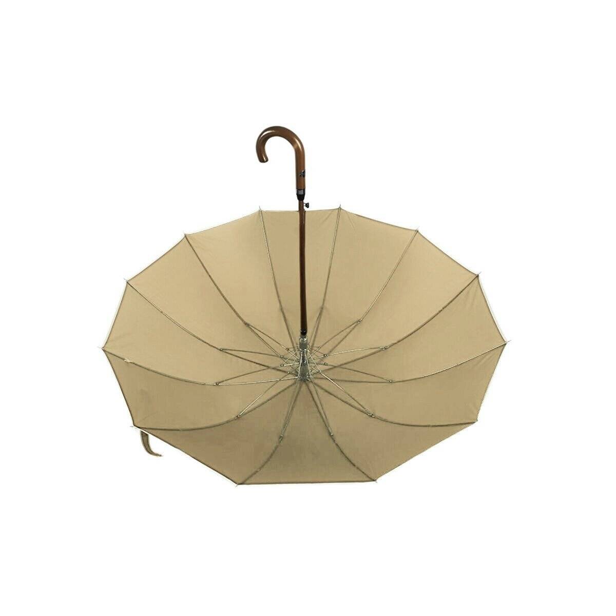 Stockregenschirm Stockschirm Regenschirm Holzgriff mit Fiberglasstange 116 cm ? Beige