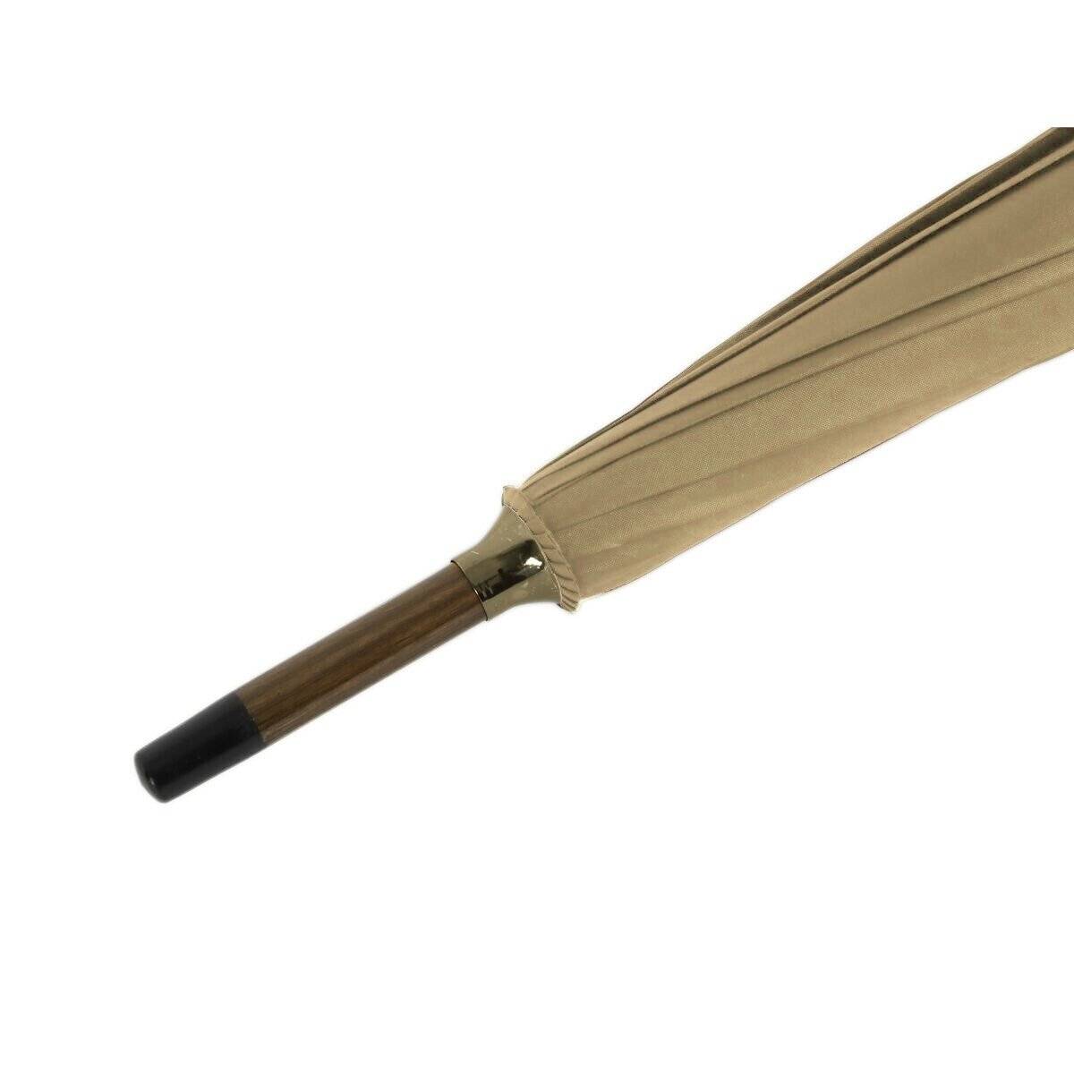 Stockregenschirm Stockschirm Regenschirm Holzgriff mit Fiberglasstange 116 cm ? Beige