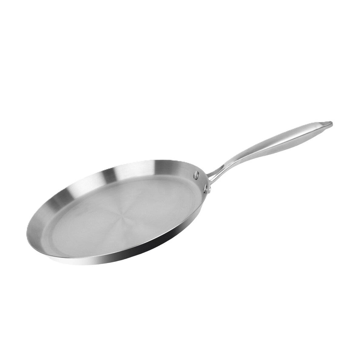 Edelstahl Crêpe Pfanne ø28 cm - Induktionsgeeignet & Antihaft in Silber