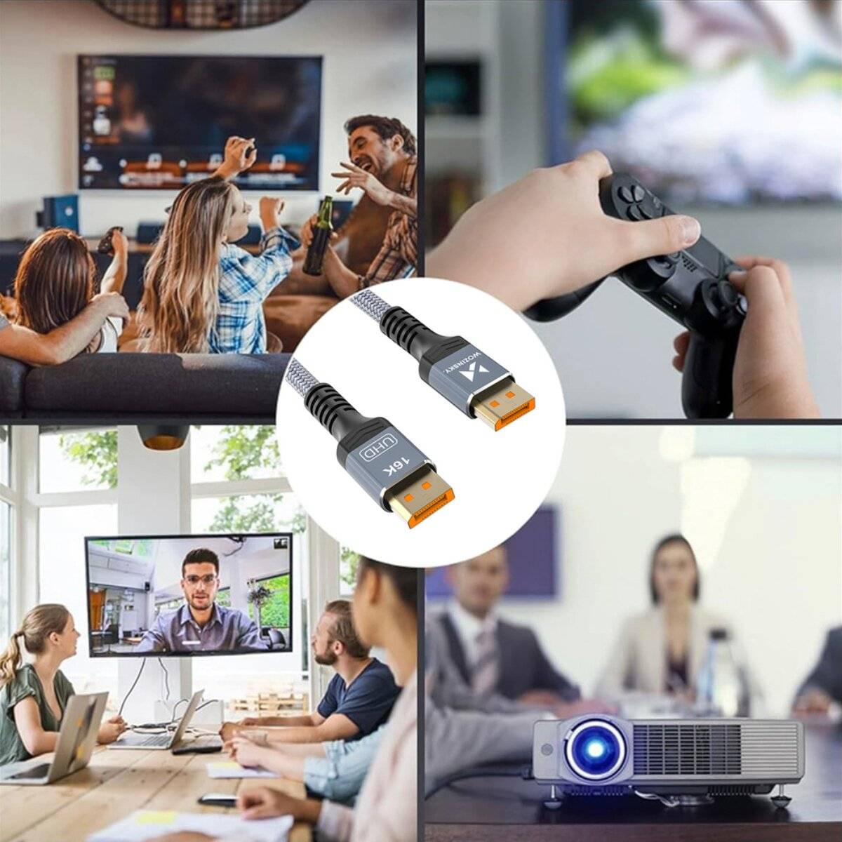 Wozinsky WPS-16AYL2S DisplayPort 2.1 Kabel 80Gb/s 16K 2m Schwarz