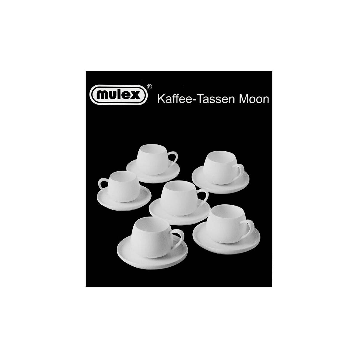 Moon 12-teiliges Kaffeetassen-Set aus hochwertigem Porzellan - 220 ml