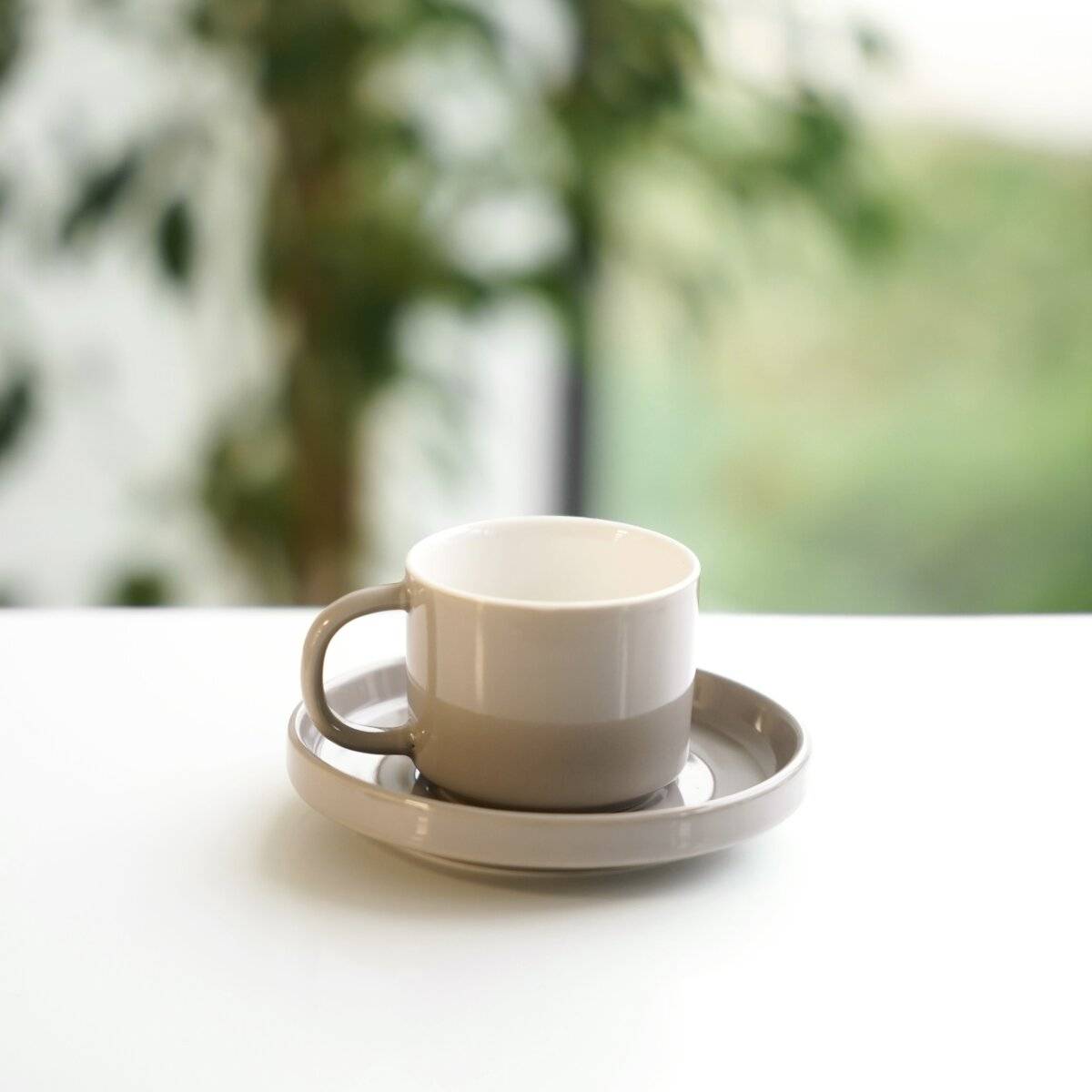 12-teiliges Mokkatassen Set aus hochwertigem Porzellan, 90 ml - Taupe