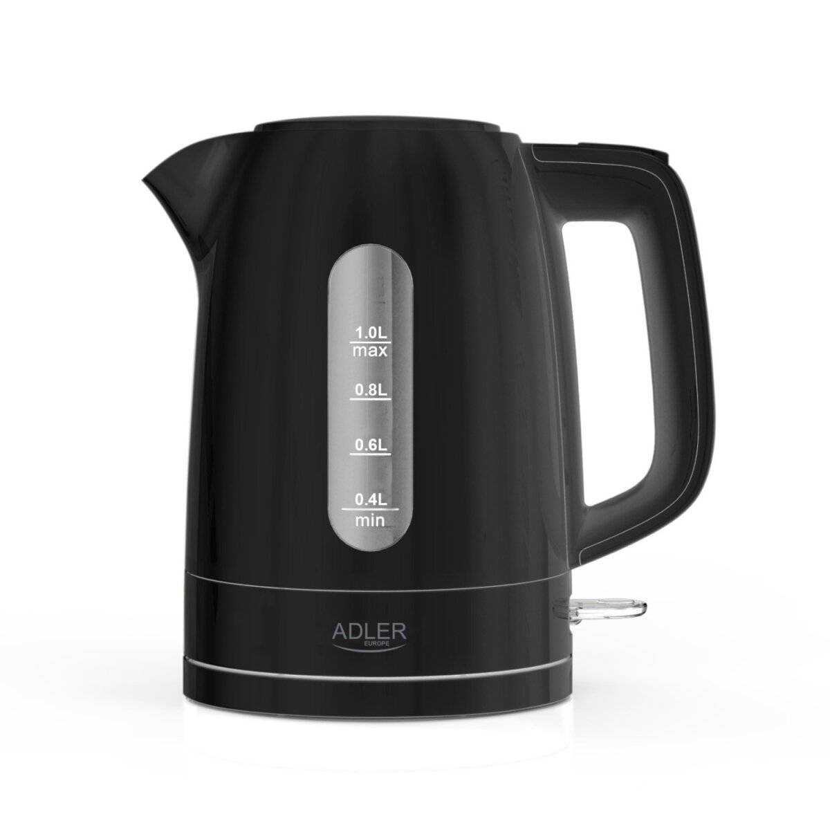 Adler AD 1380 Wasserkocher mit STRIX-Sicherheitssystem - 1 L, 2200 W, Schwarz