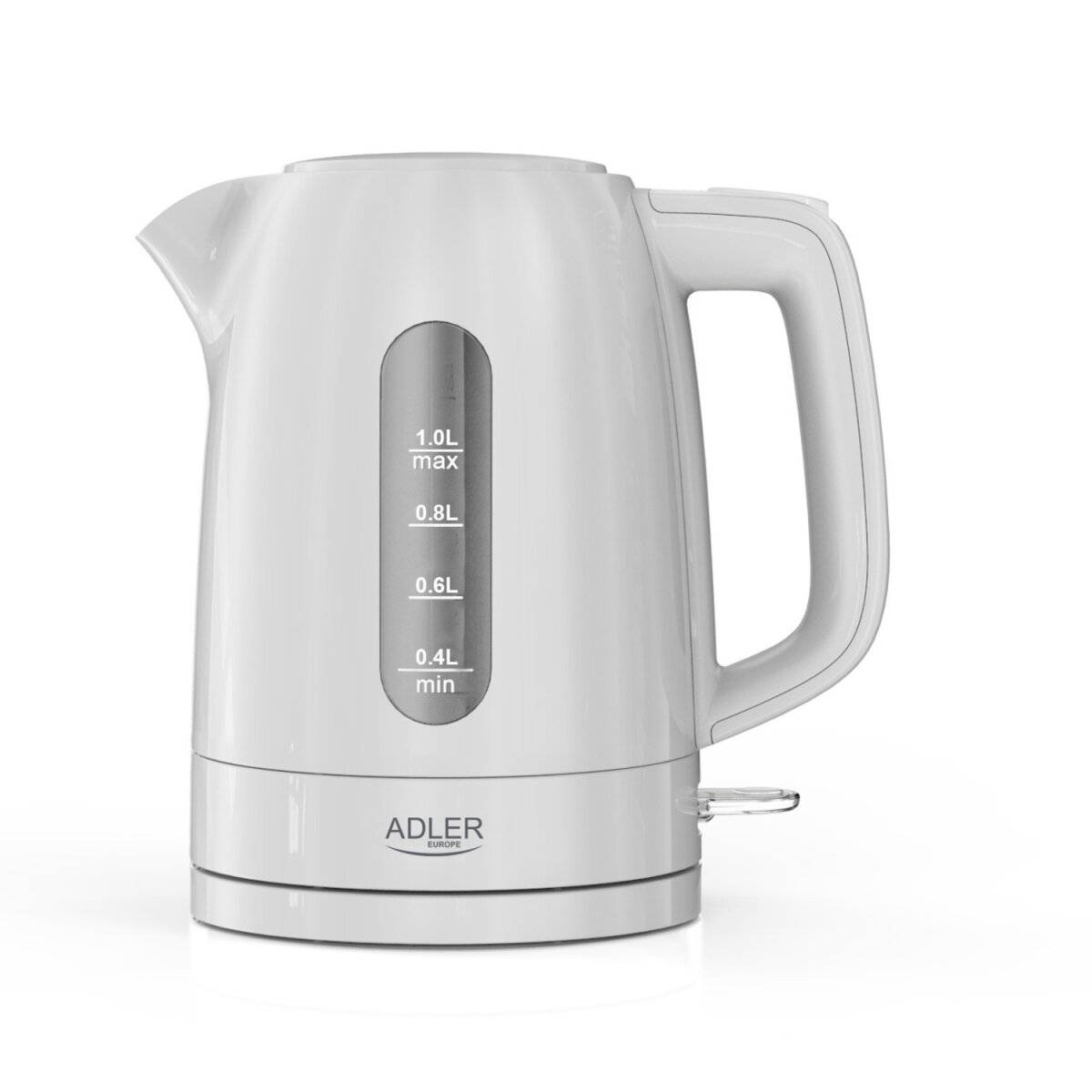 Adler AD 1380 Wasserkocher mit STRIX-Sicherheitssystem - 1 L, 2200 W, Weiß