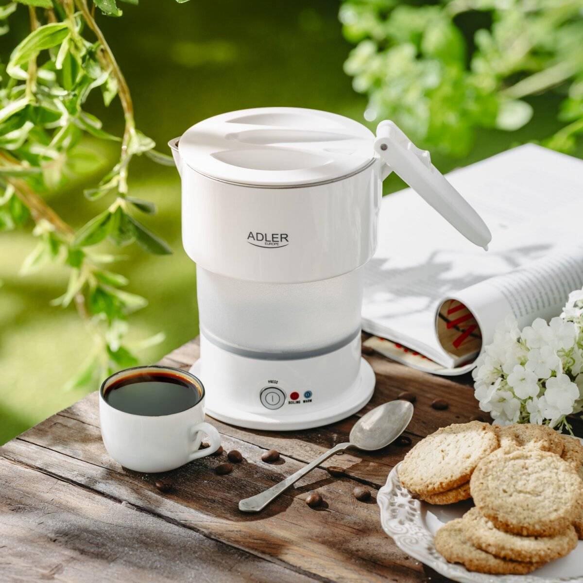 Adler AD 1377 Reise-Wasserkocher 0,6 L - 600 W, faltbar - Weiß
