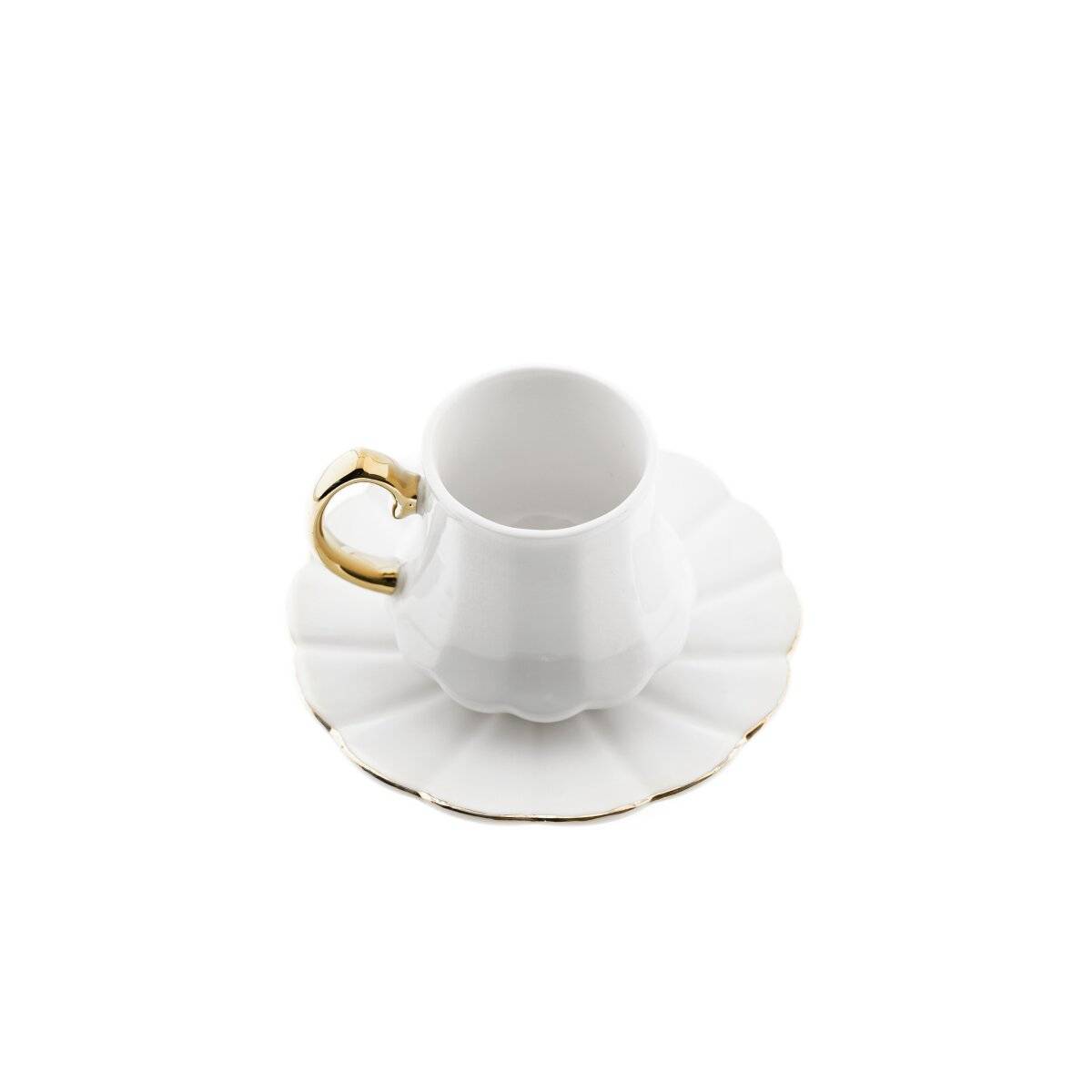 Elegantes 12-teiliges Mokkatassen-Set aus Porzellan - Weiß & Gold, 100 ml