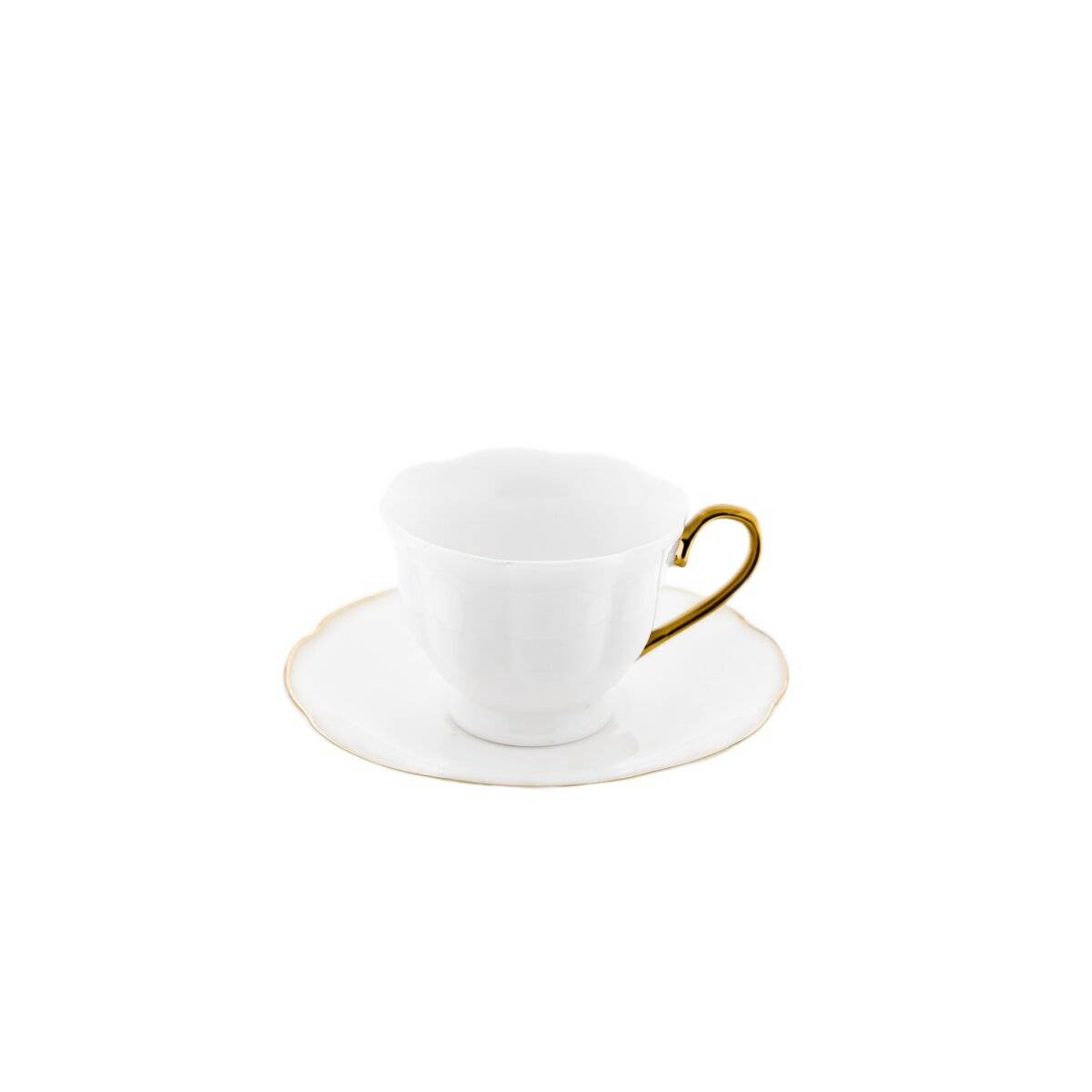 12-teiliges Mokkatassen-Set aus hochwertigem Porzellan - 90 ml, Weiß/Gold