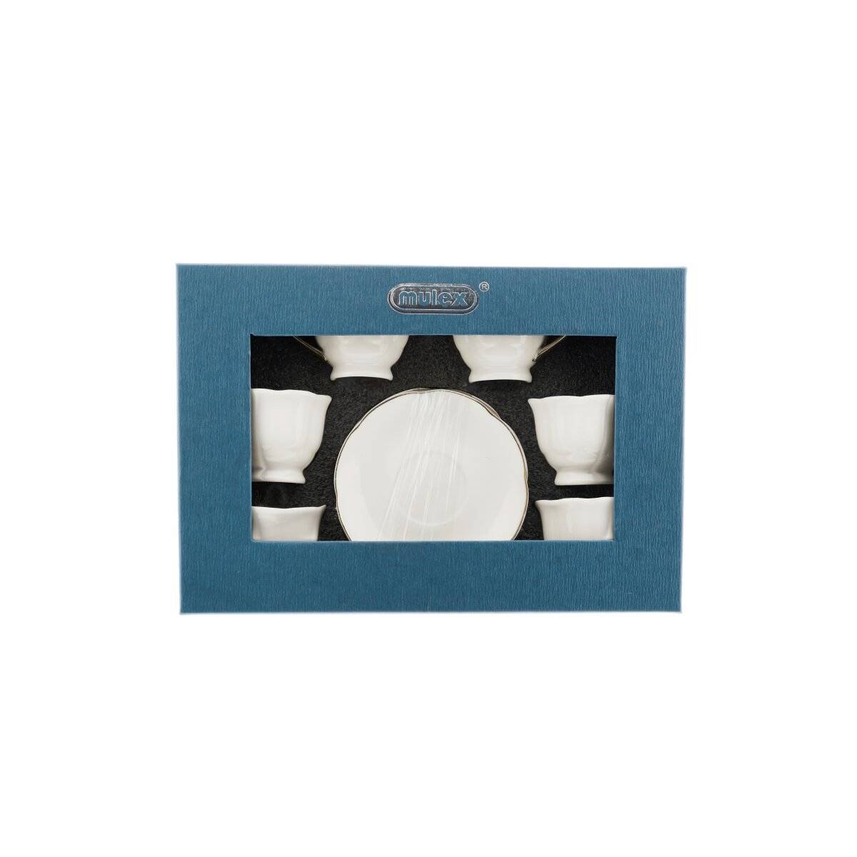 12-teiliges Mokkatassen-Set aus hochwertigem Porzellan - 90 ml, Weiß/Gold