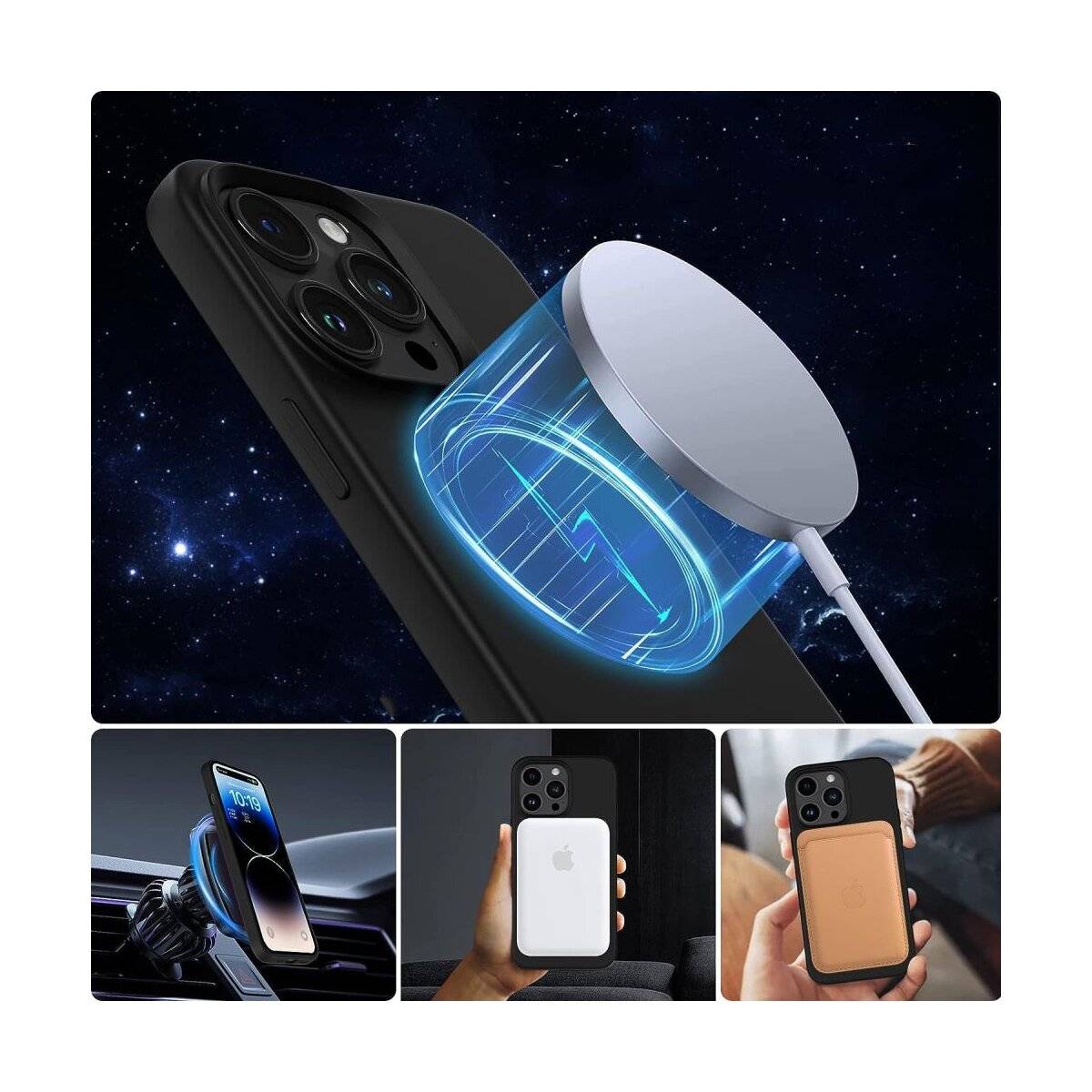 TechProtect Silikon magnetisch Hülle Kompatibel mit iPhone 14 Schwarz