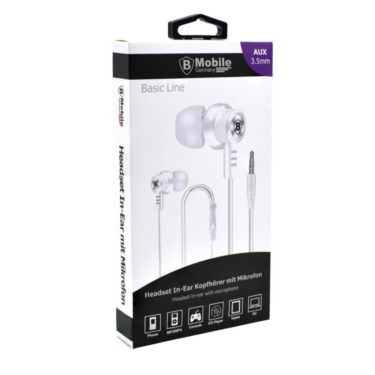 Universelle Stereo-Kopfhörer mit Mikrofon & Lautstärkeregler - 3,5mm Weiß