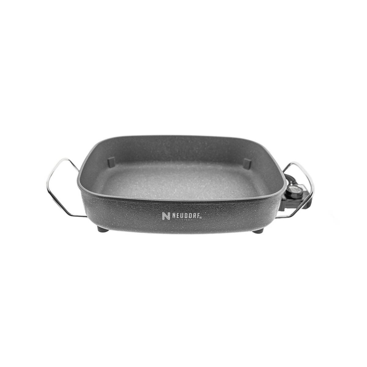Neudorf Elektrische Pfanne mit Glasdeckel 1500 W - 8 Liter, Antihaftbeschichtet