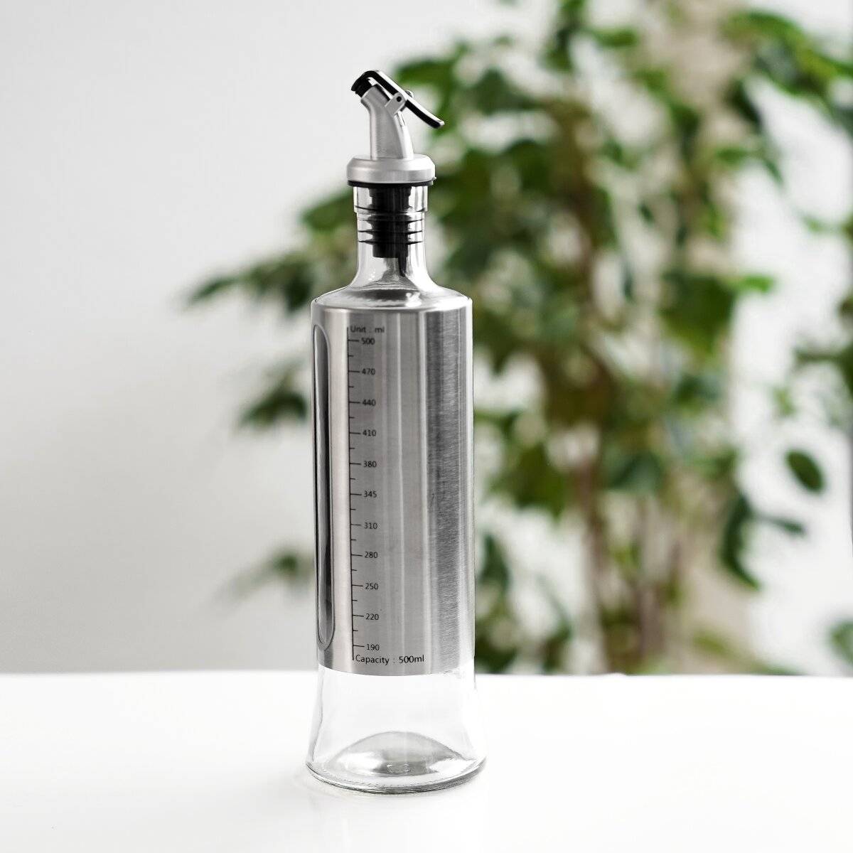 Essig- & Ölspender aus Glas 500 ml mit Skala & Ausgießer