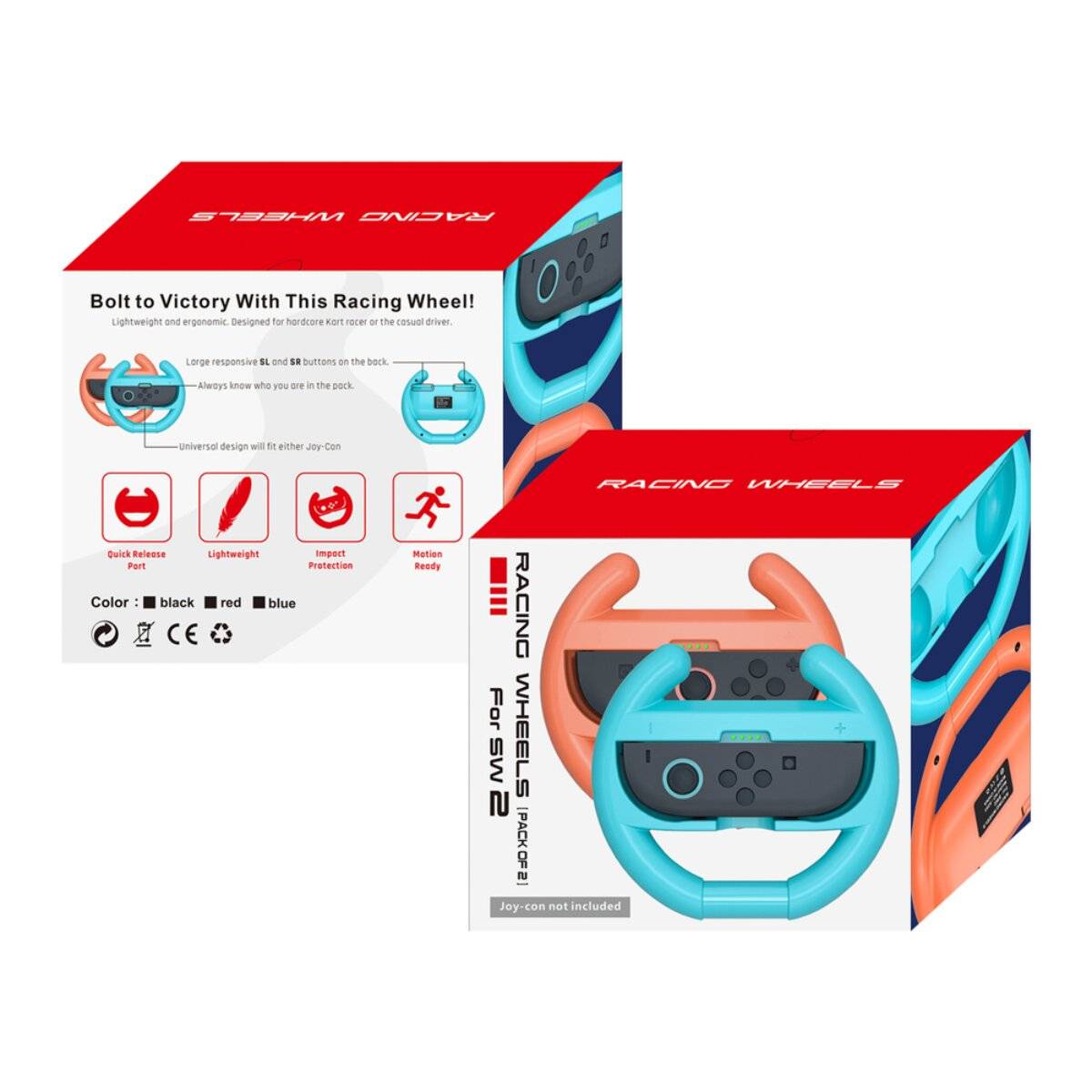 Hurtel Nintendo Switch 2 Joy-Con Rennlenkrad 2er-Pack Schwarz
