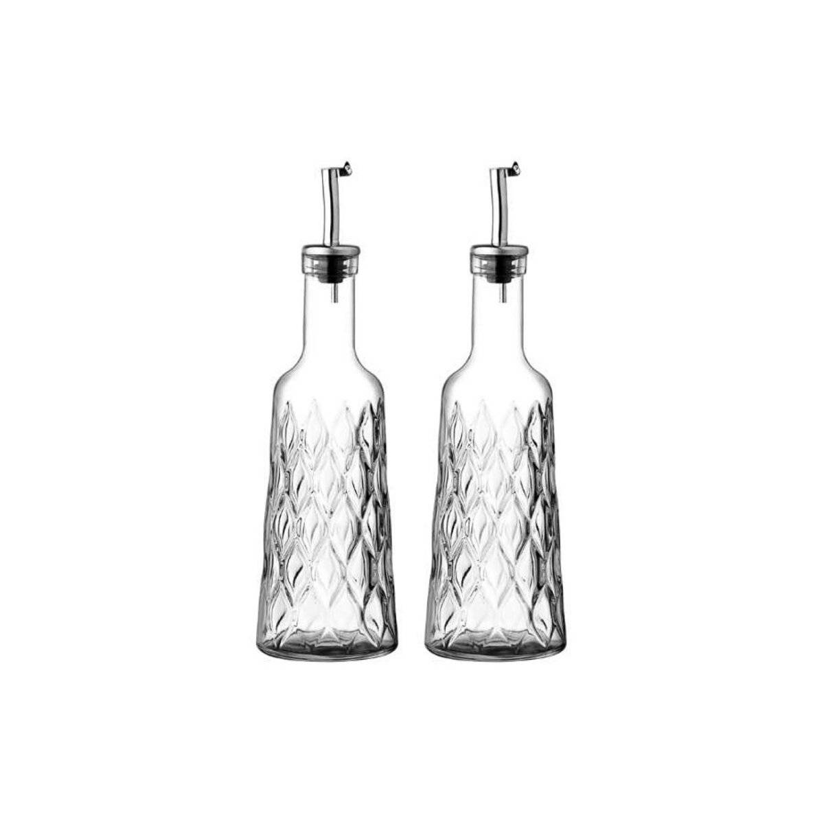 Pasabahce Leafy 2er Set Öl- & Essigflasche aus Glas 380 ml mit Ausgießer