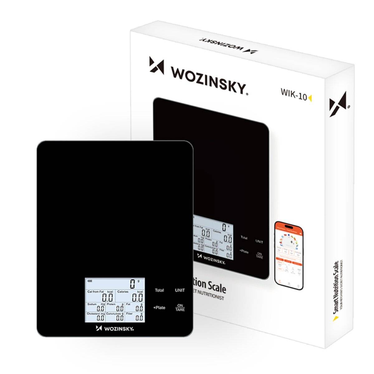 Wozinsky WIK-10 Intelligente Küchenwaage mit Bluetooth-App – Schwarz