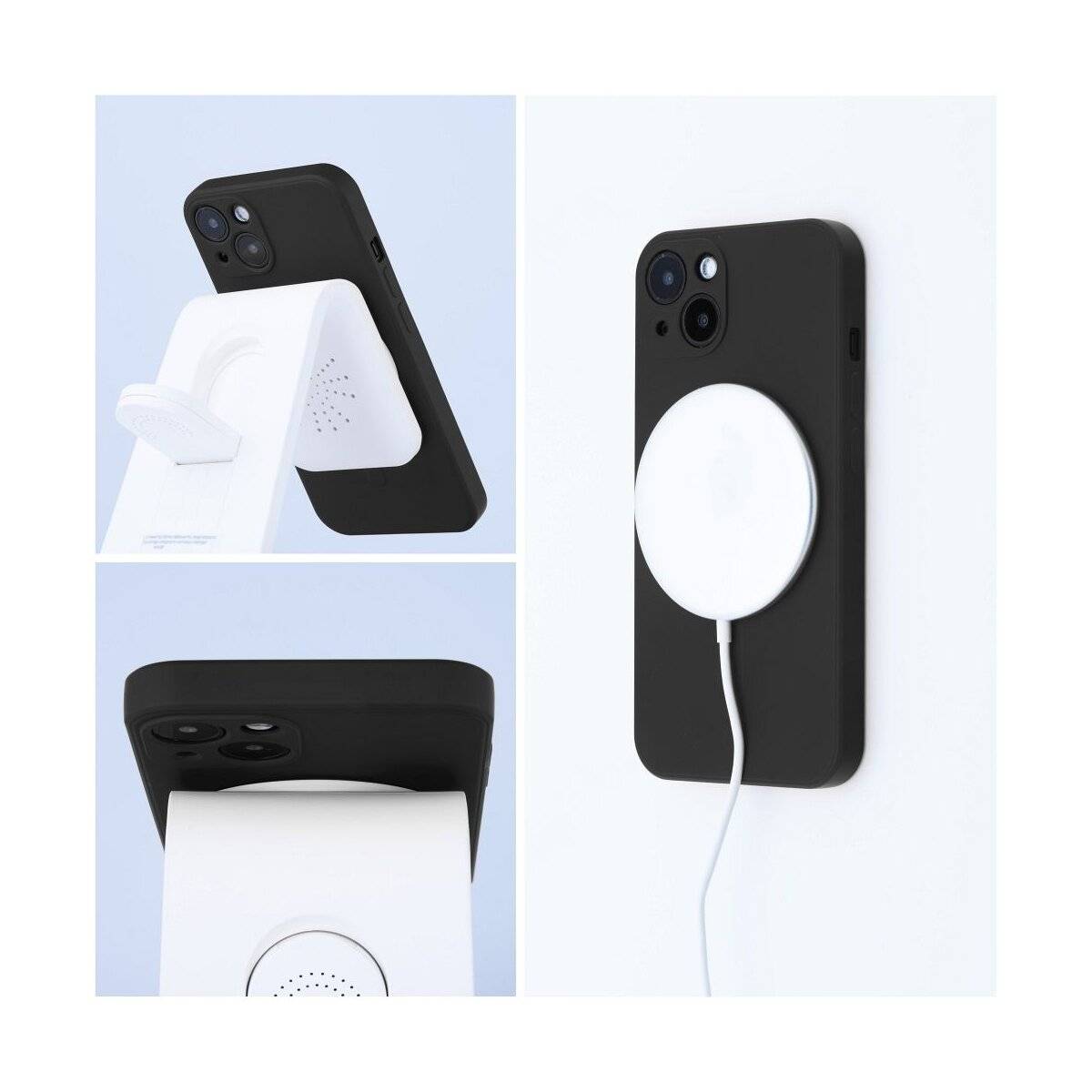 Silicone Mag Cover Magnet Hülle Schwarz Kompatibel mit iPhone 17 Pro Max