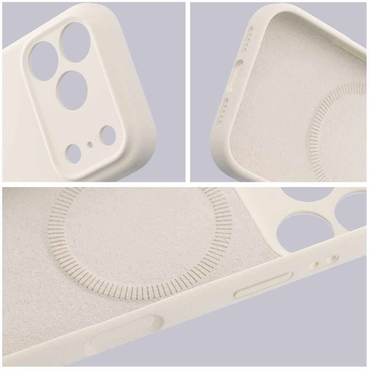 Forcell F Protect Rubber Magnet Hülle Weiß-Beige-Beige Kompatibel mit iPhone 17 Pro Max