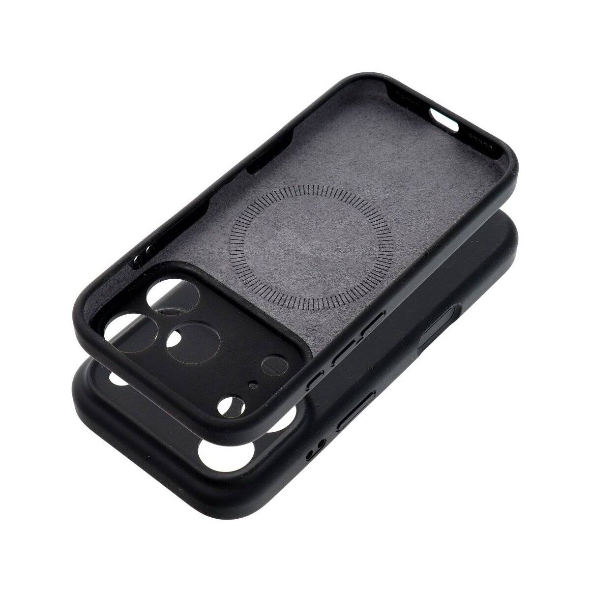 Forcell F Protect Rubber Magnet Hülle Schwarz Kompatibel mit iPhone 17 Pro Max