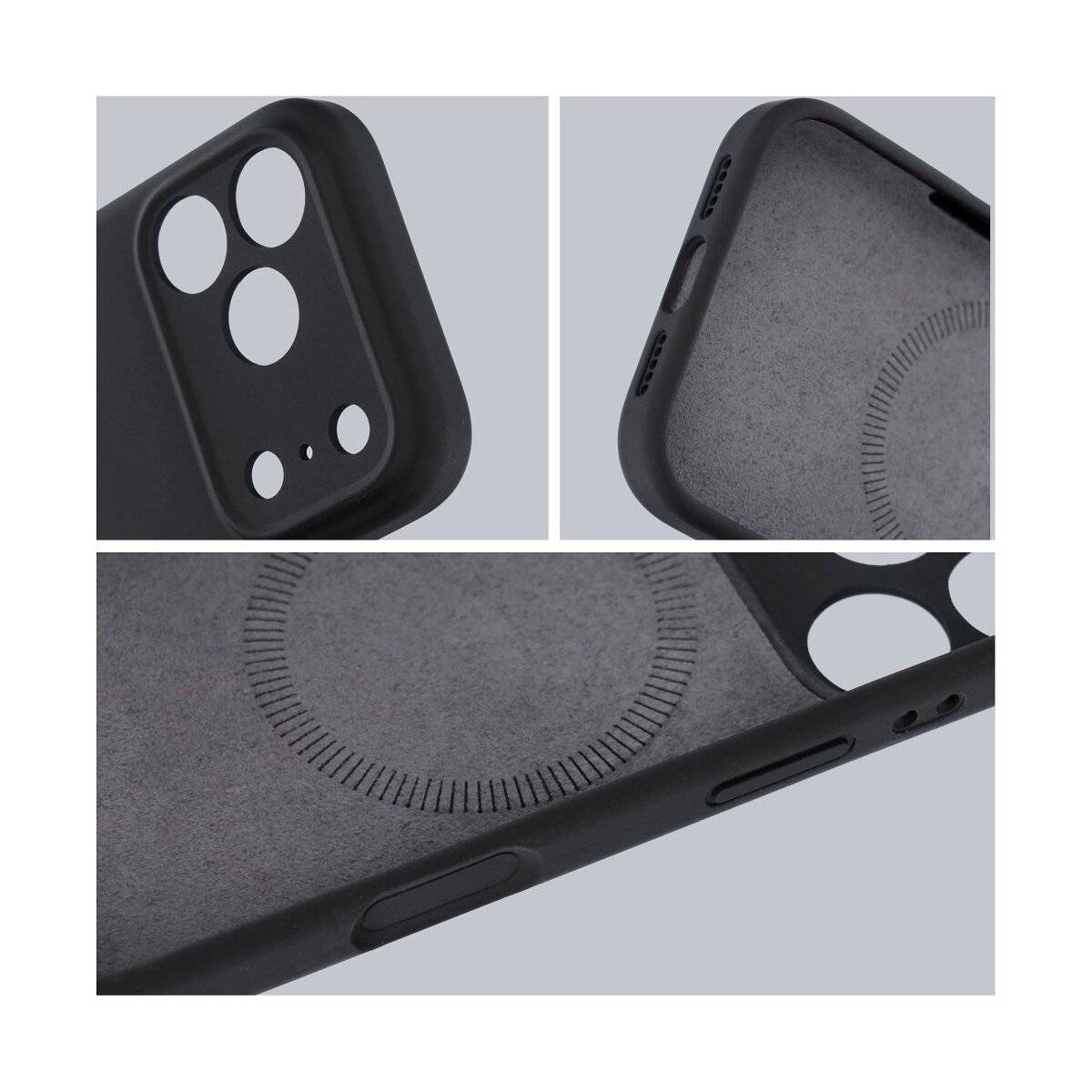 Forcell F Protect Rubber Magnet Hülle Schwarz Kompatibel mit iPhone 17 Pro Max