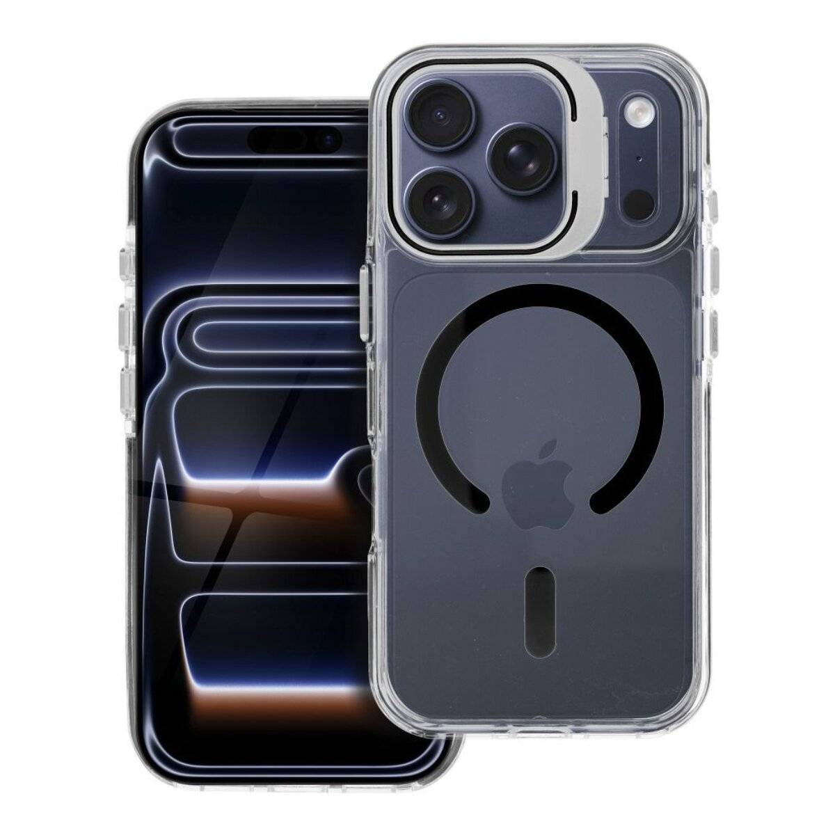 Lens Mag Cover Magnet Hülle Transparent Schwarz Kompatibel mit iPhone 17 Air