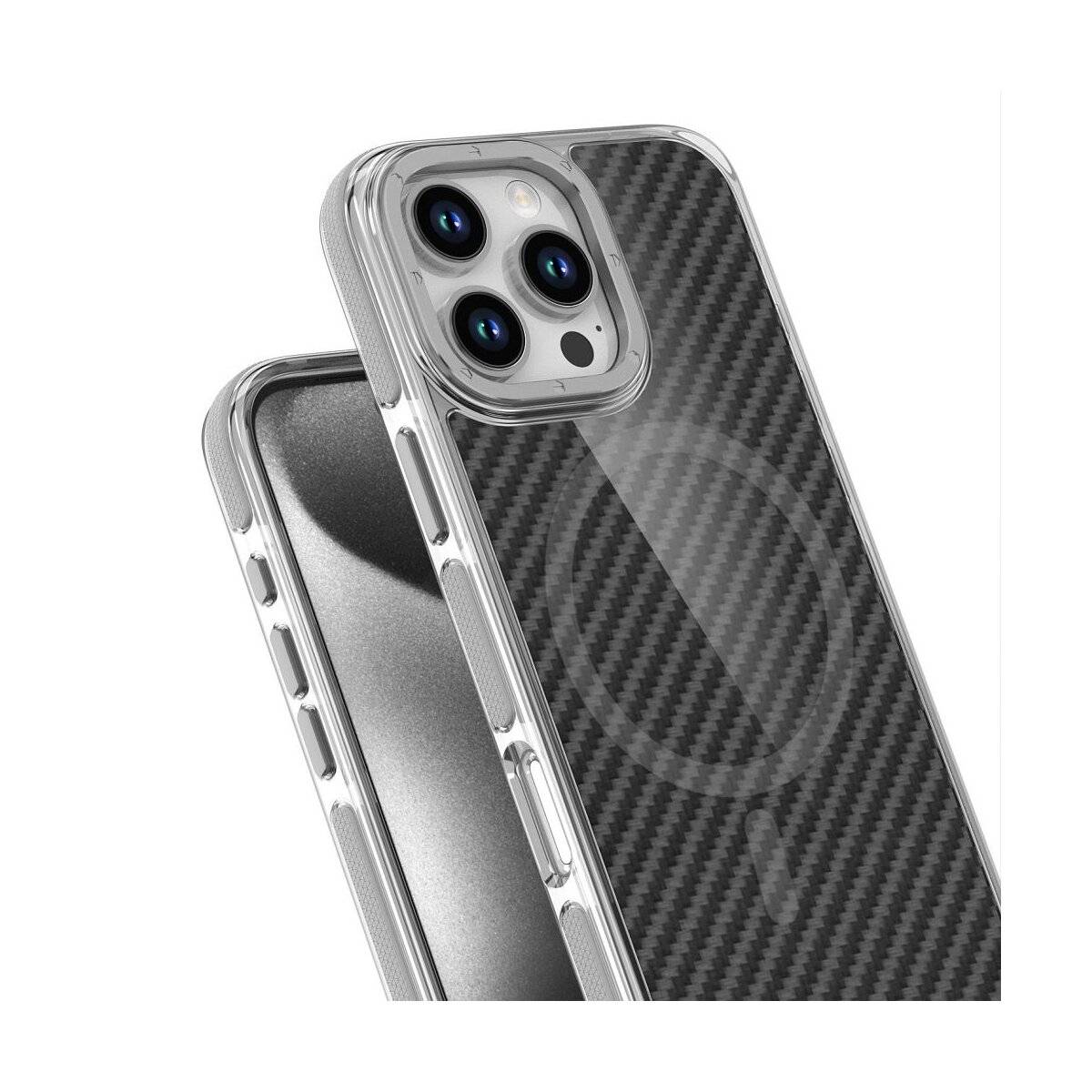 Fiber Case Carbon-Optik mit grauem Magnetstreifen Kompatibel mit Samsung Galaxy A16 5G
