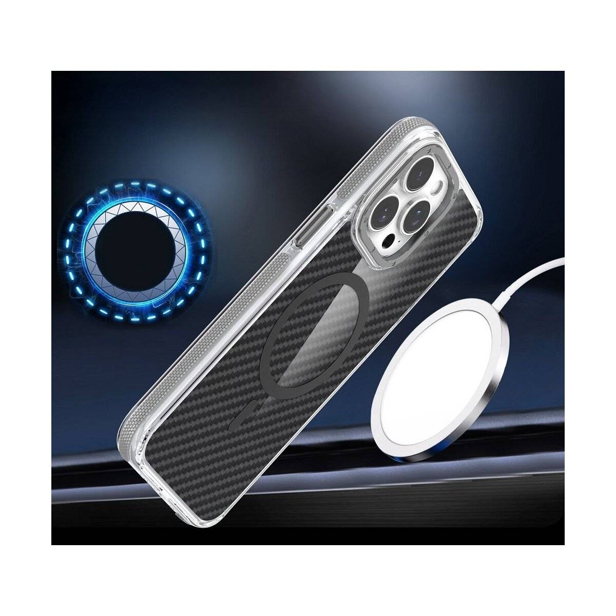 Fiber Case Carbon-Optik mit grauem Magnetstreifen Kompatibel mit Samsung Galaxy A16 5G