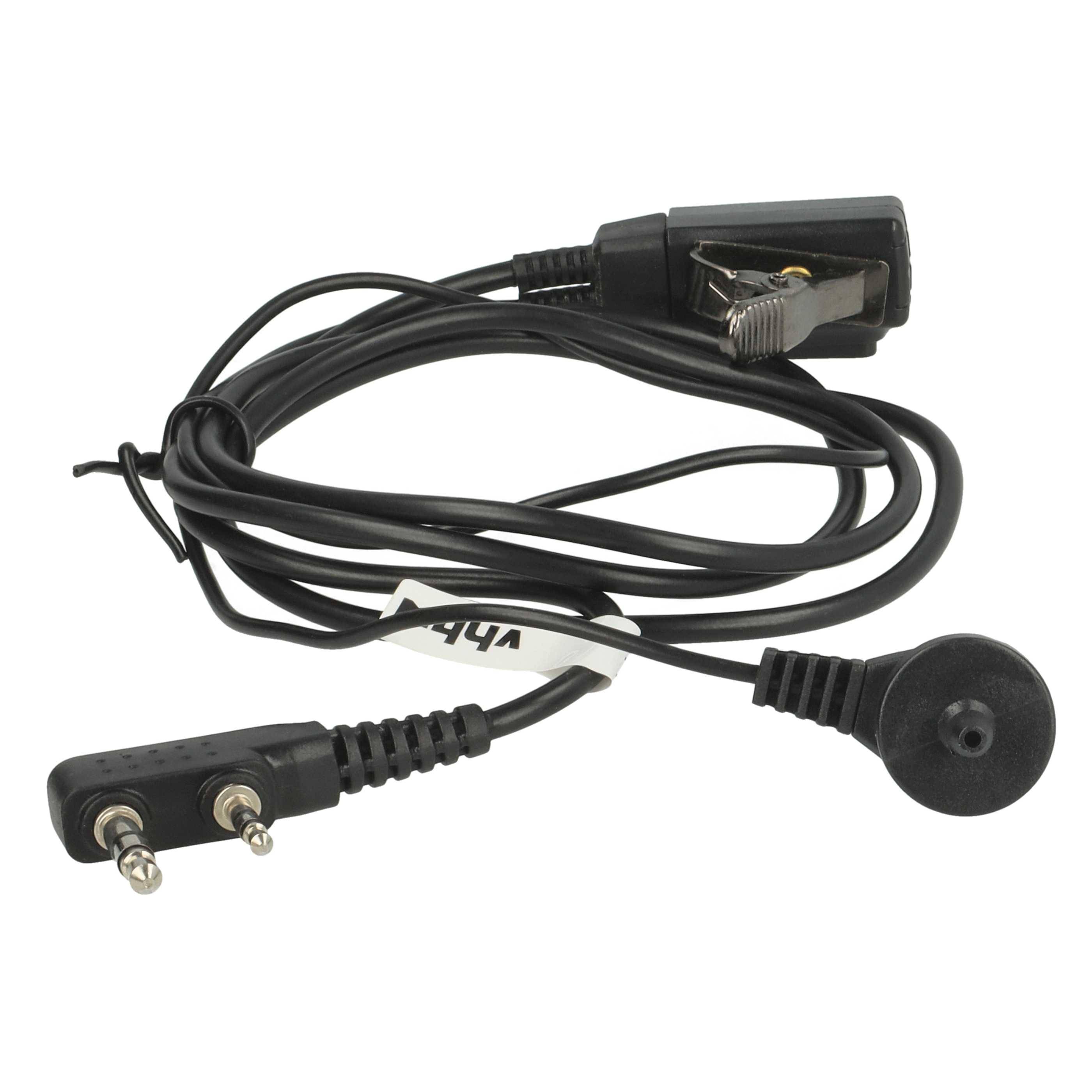 Ein schwarzes Ohrstück mit gekabeltem Kabel und Doppelstecker, oft für Funkgeräte verwendet.