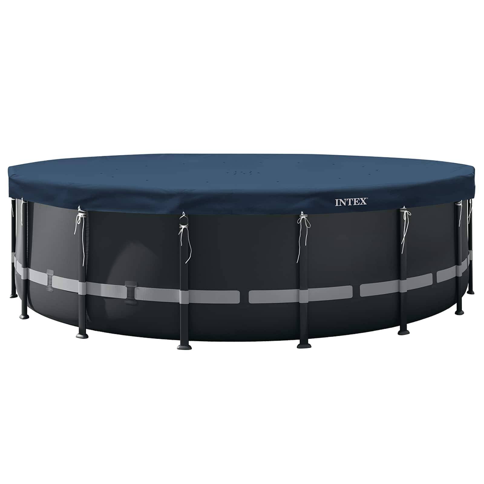 INTEX Poolabdeckung INTEX Ø488 x 20 cm Rund PVC Dunkelblau und Grau