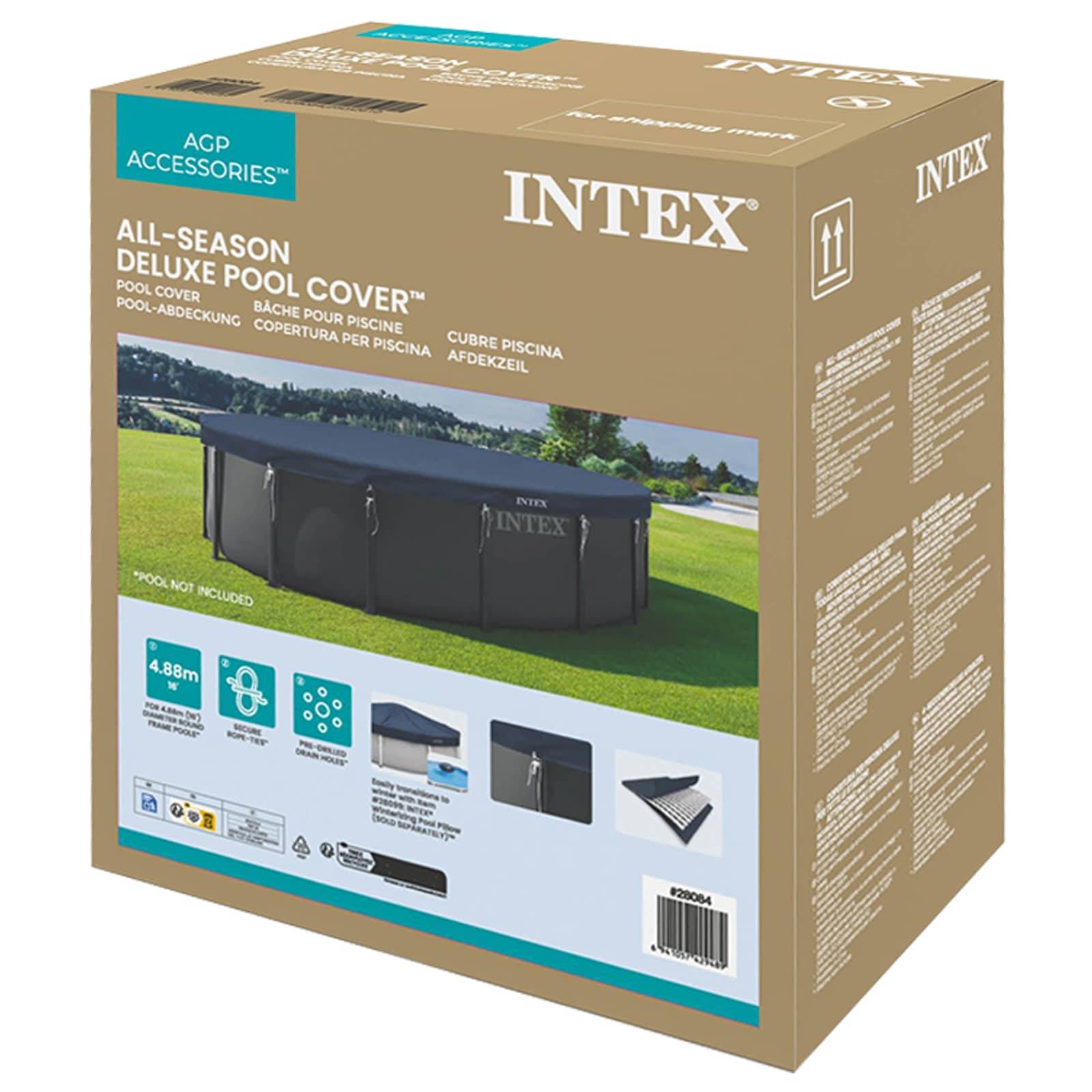 INTEX Poolabdeckung INTEX Ø488 x 20 cm Rund PVC Dunkelblau und Grau