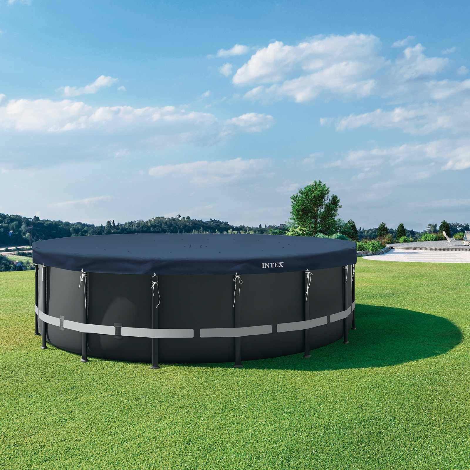 INTEX Poolabdeckung INTEX Ø594 x 20 cm Rund PVC Dunkelblau und Grau