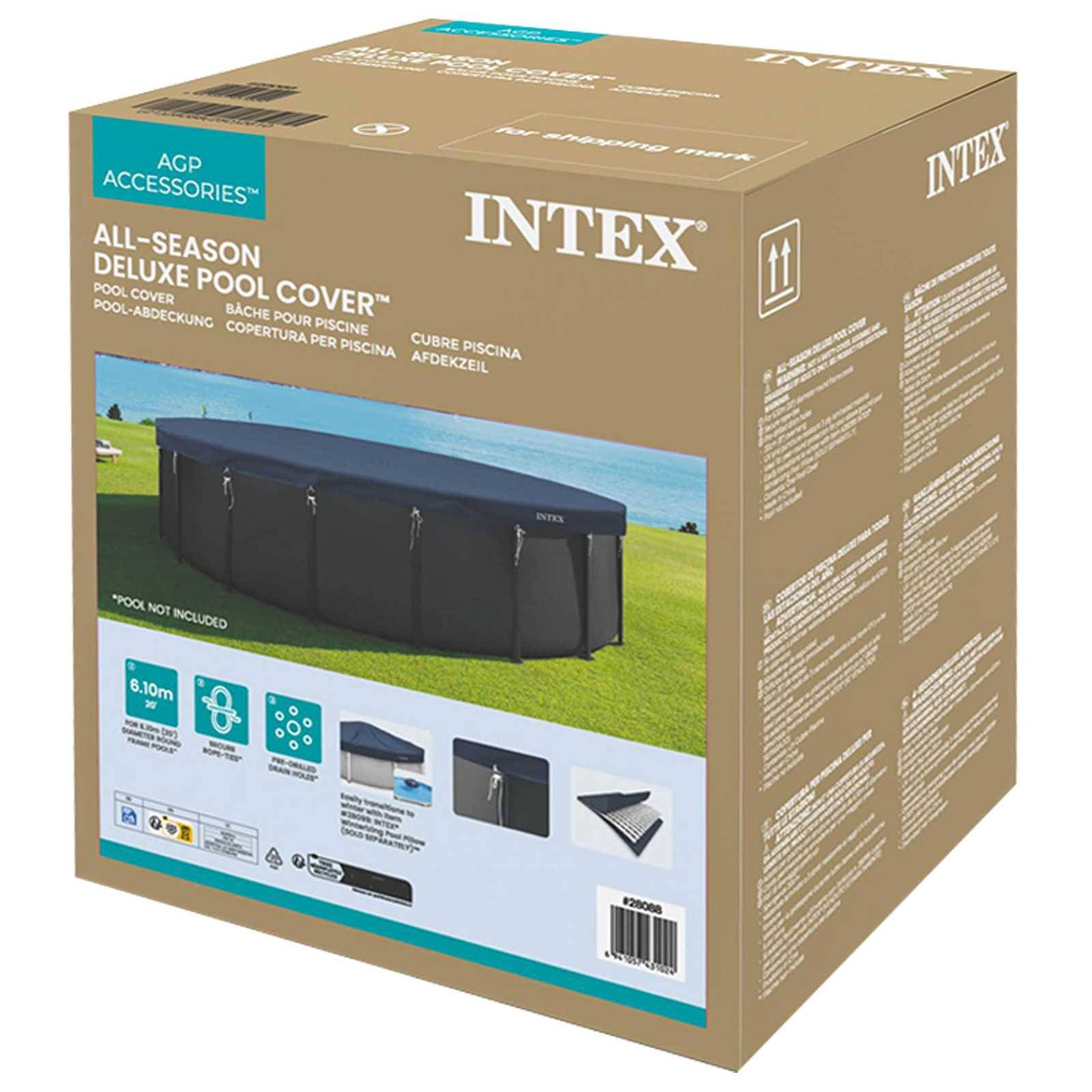 INTEX Poolabdeckung INTEX Ø610 x 20 cm Rund PVC Dunkelblau und Grau