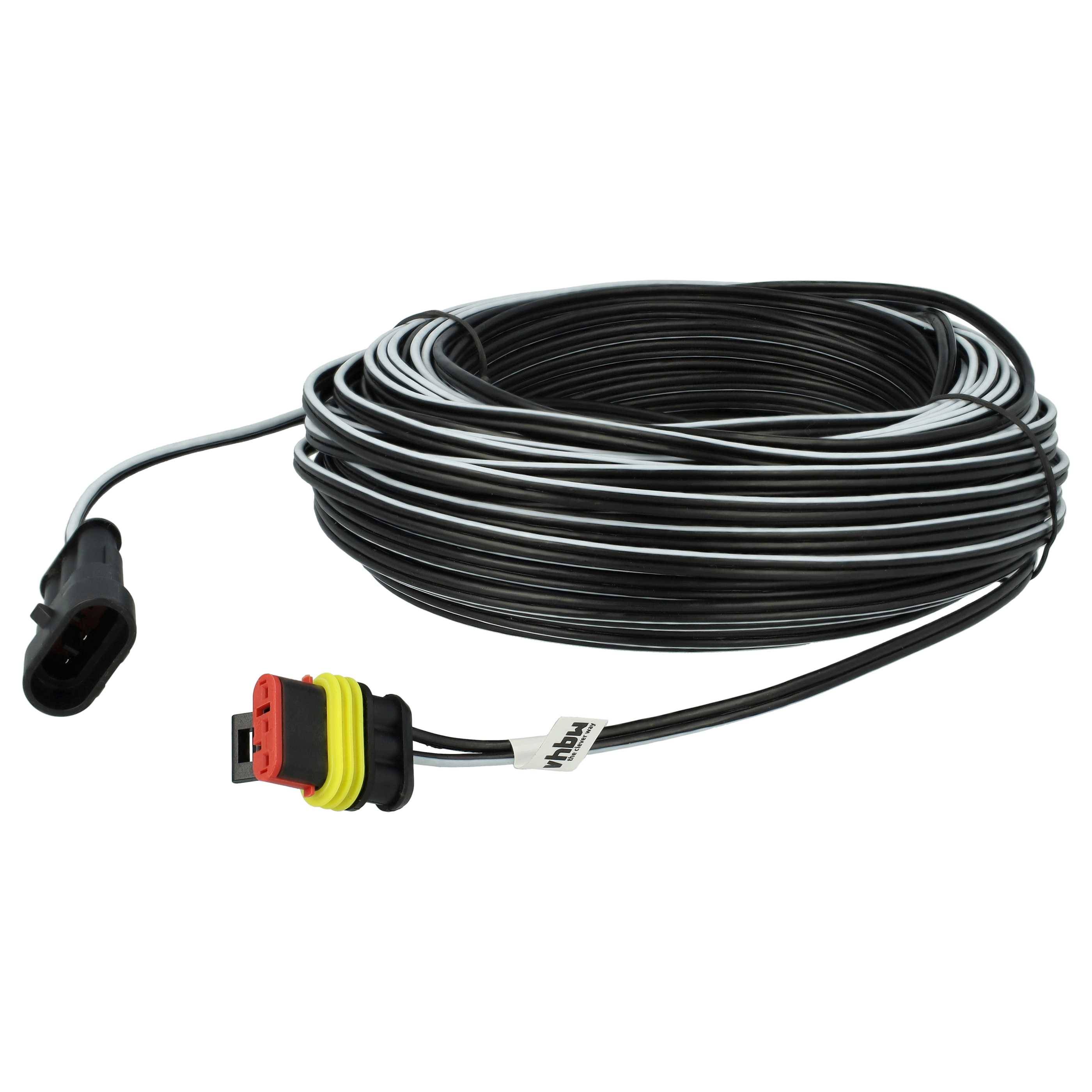 Ein aufgerolltes schwarzes Verlängerungskabel mit einem Stecker an einem Ende, das häufig für Fahrzeugelektronik oder ähnliche Anwendungen verwendet wird.