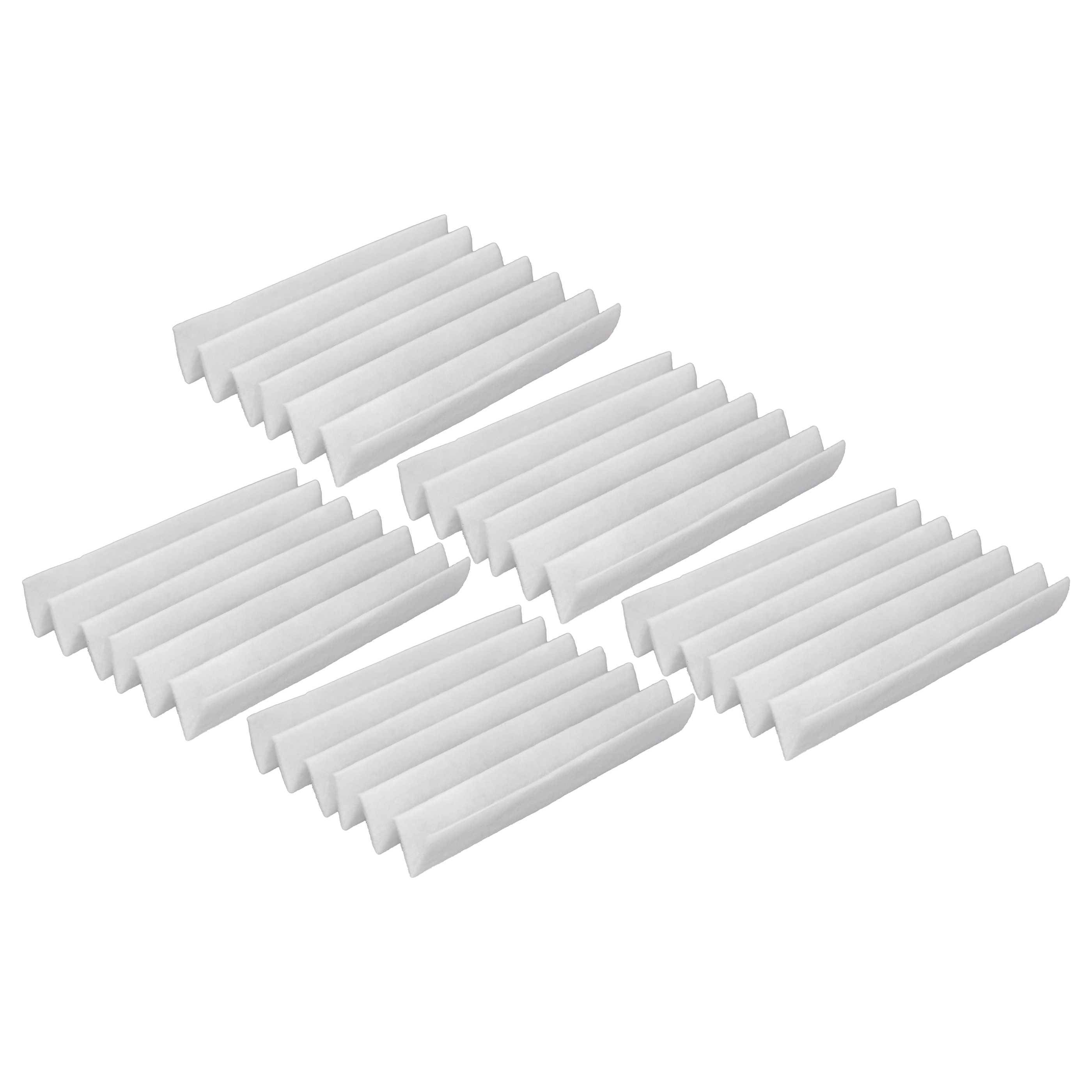 Fünf Sätze faltbarer Kunststoffteiler in Reihen angeordnet.